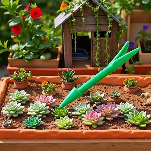 Miniatura 4 de Mini herramientas de trasplante de suculentas de mano, Widger de plástico, plántulas de plástico Dibber para excavar, mini jardines, herramientas de