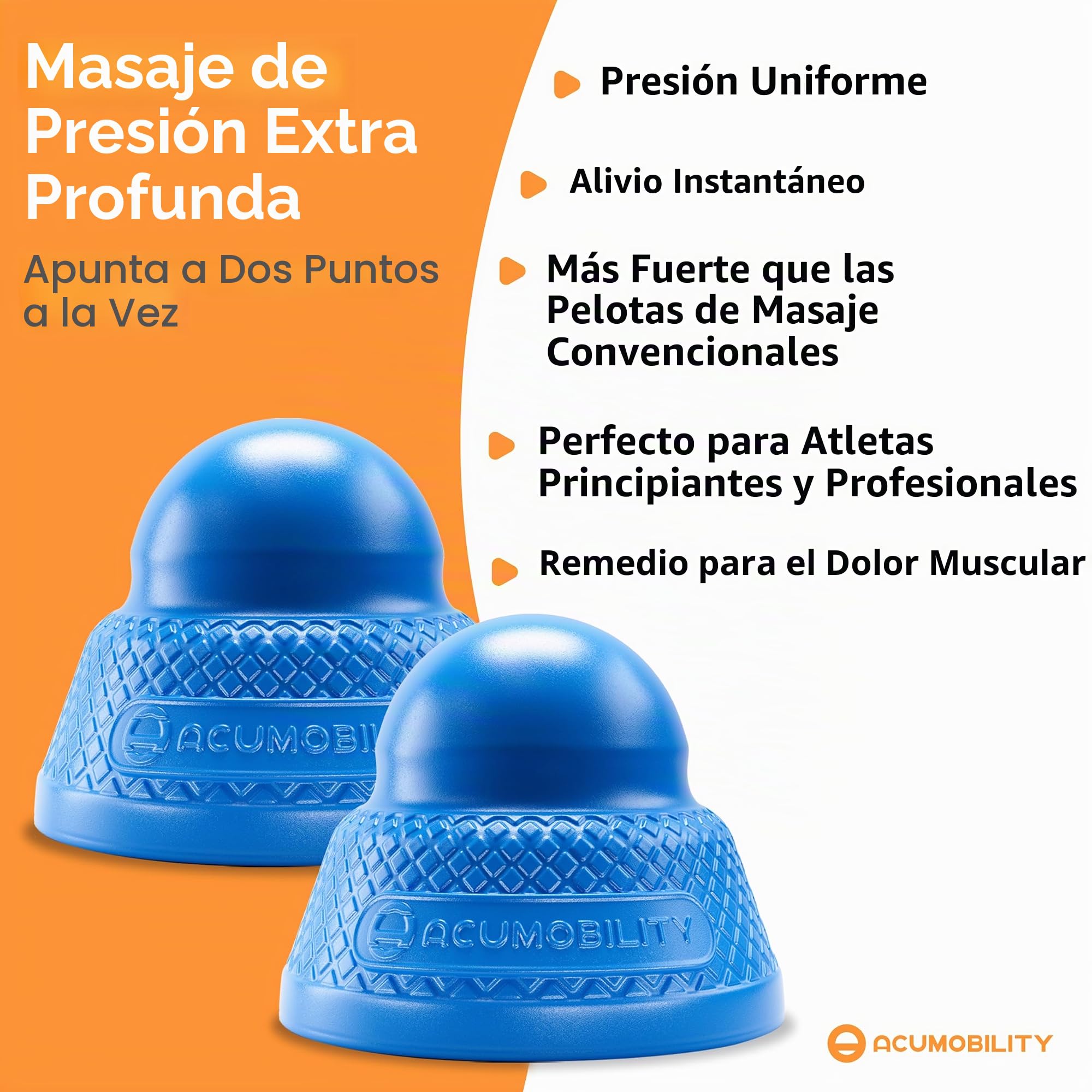 Acumobility Rodillo de bola de masaje, 2 unidades, punto de activación, bolas de masaje, bola de masaje de pies, bola de terapia física (presión profunda)