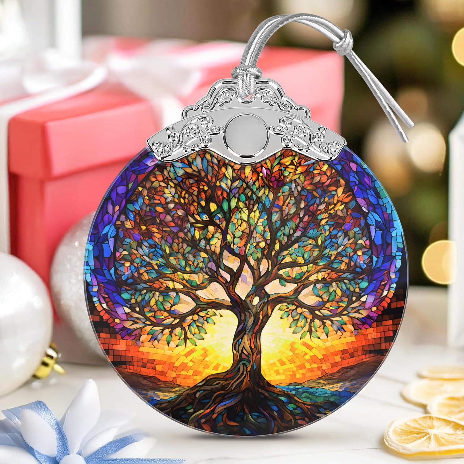 Stained Glass Ornaments, 2025 Christmas Ornament, Christmas Tree Ornament, Heirloom Keepsake, Gift Exchange, Gift Idea - Tree of Life - Image 6