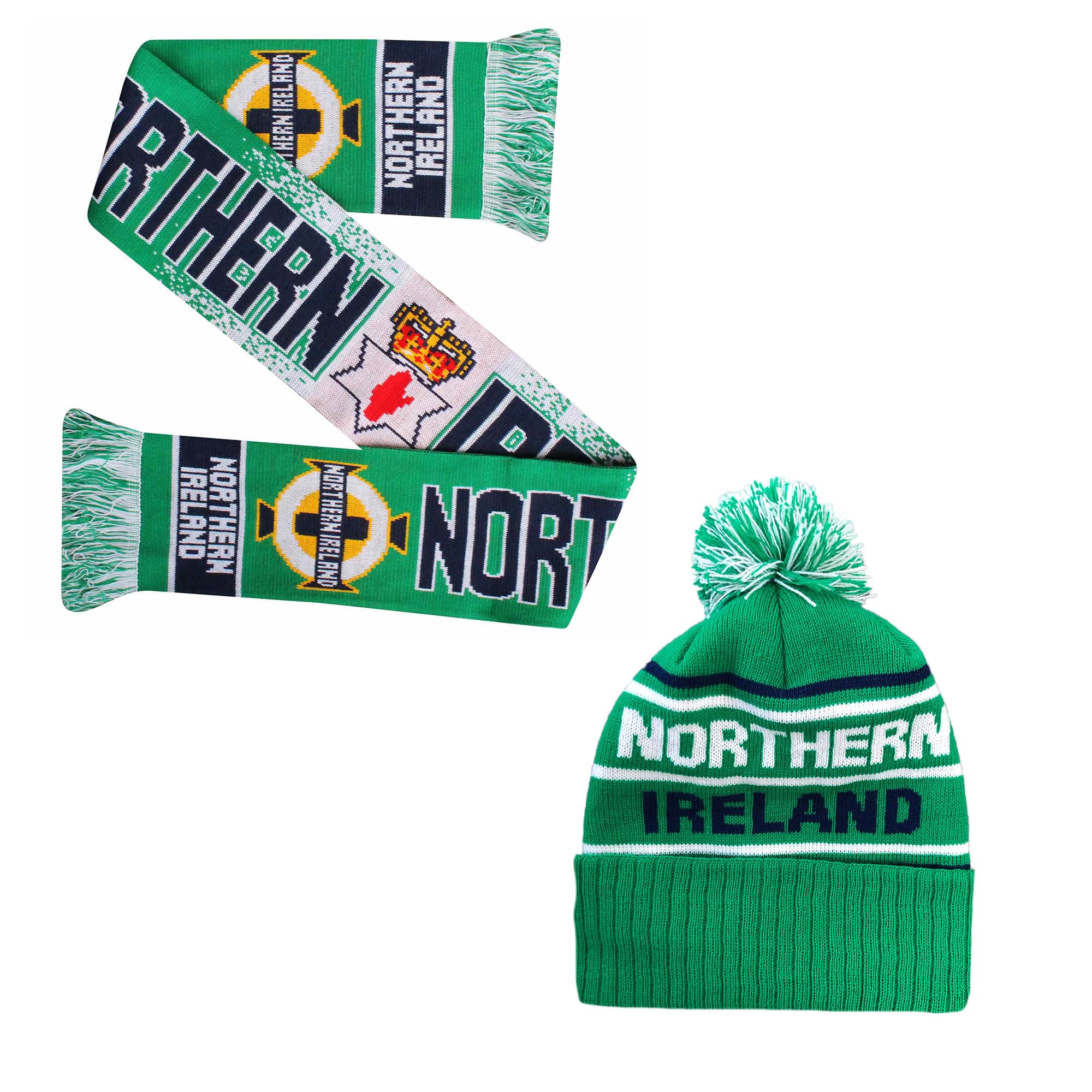 Beyond Happy Northern Ireland Hat and Scarf Set - Ultimate N.Ireland Supporters Winter Hat & Scarf for Comfort and Warmth