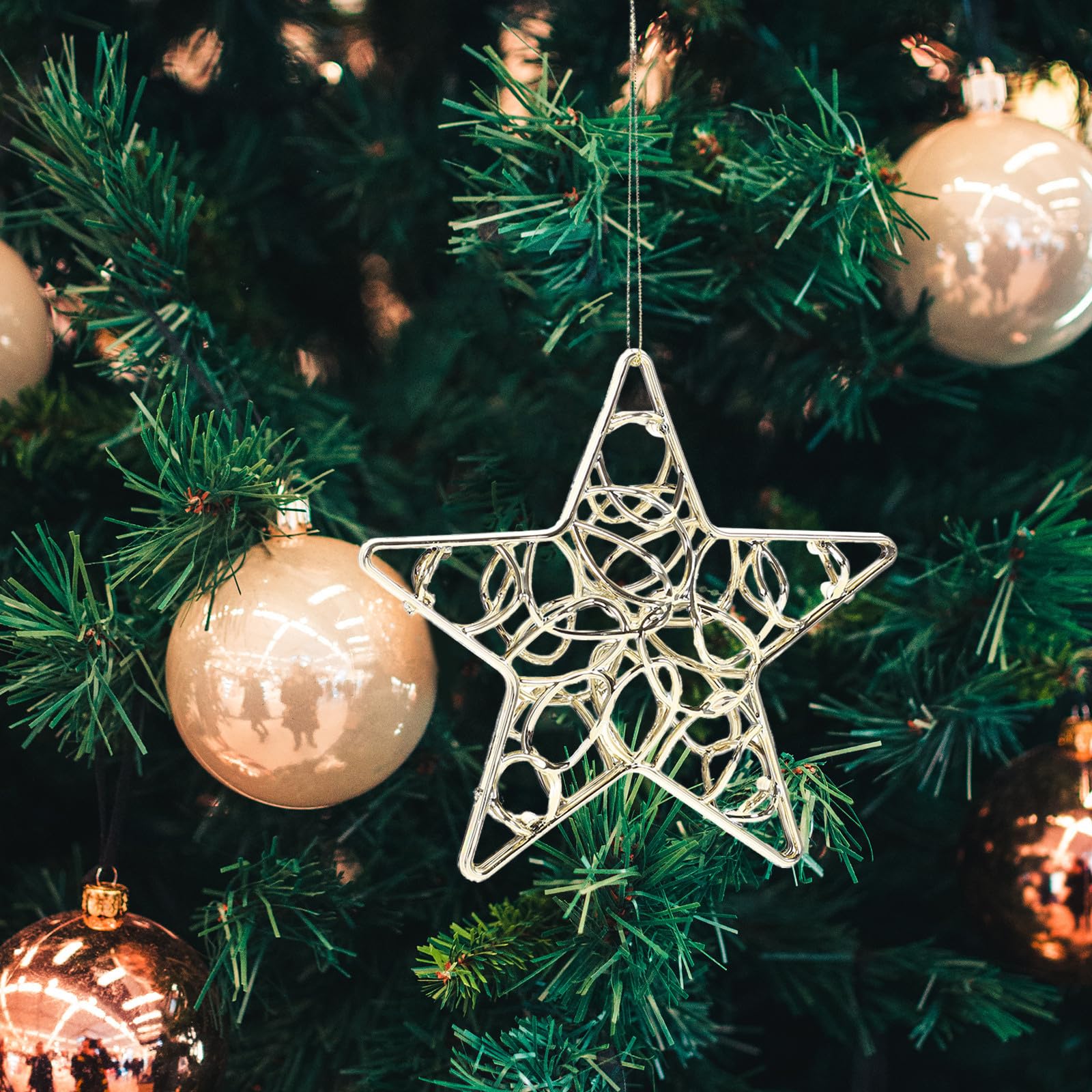 Didiseaon 24 Stück Hängender Weihnachtsbaumschmuck Stern aus Kunststoff,