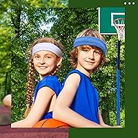 Vista 7 de 4 diademas deportivas para niños, bandas atléticas para el sudor, banda elástica que absorbe el pelo para niñas y niños pequeños Negro