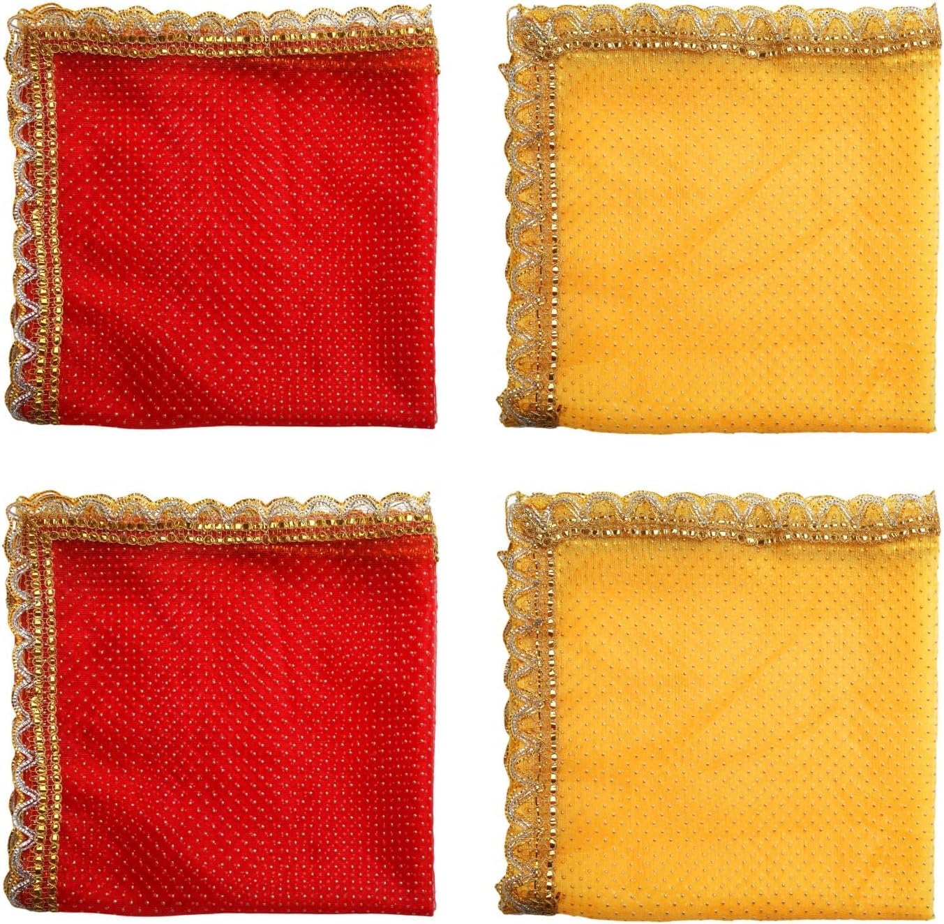 Chunni Puja tissu traditionnel indien pour décoration de tapis Chowki Aasan et Diwali