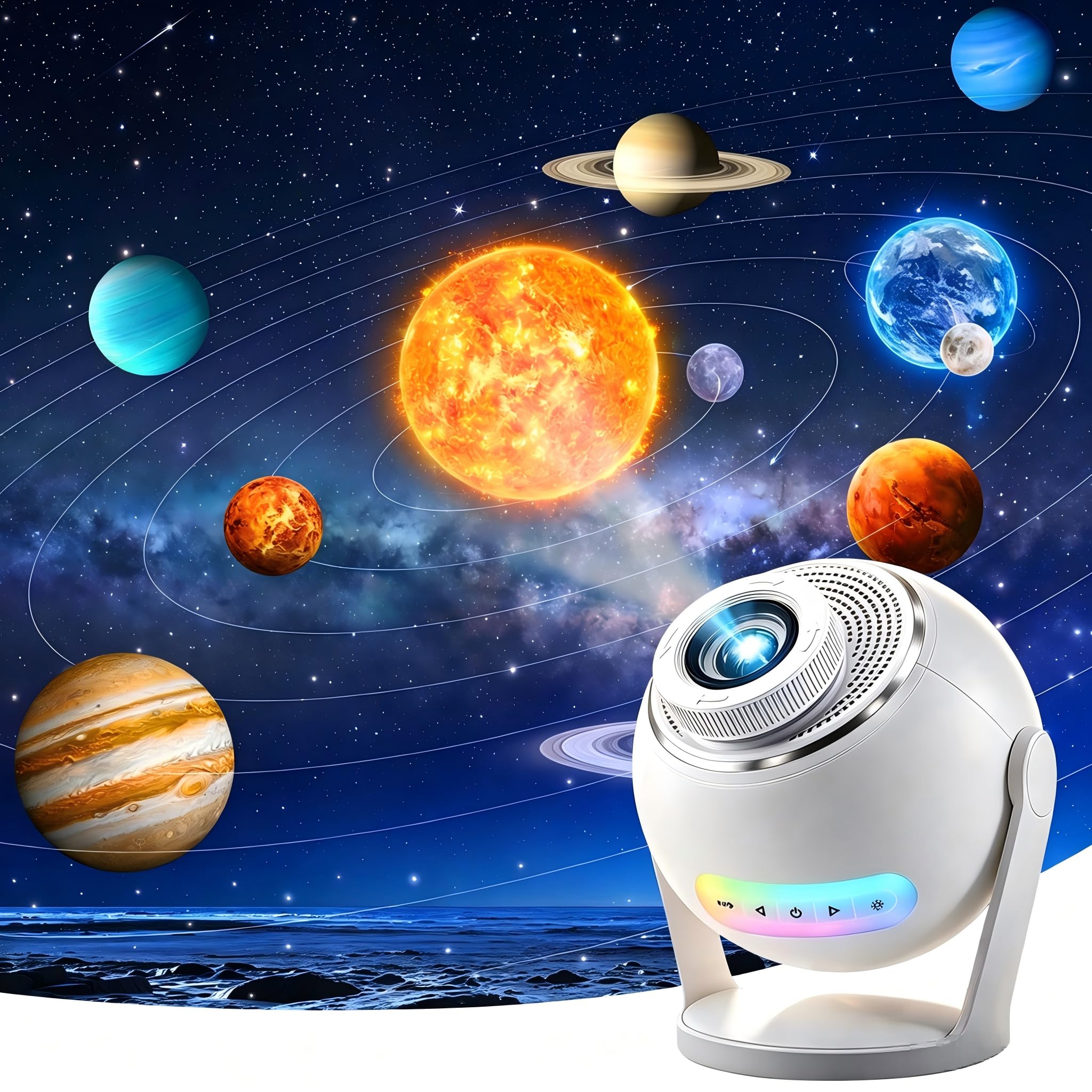 3D Galaxy Projector,Smart APP 60 Scenes Star Projector Bluetooth Speaker
