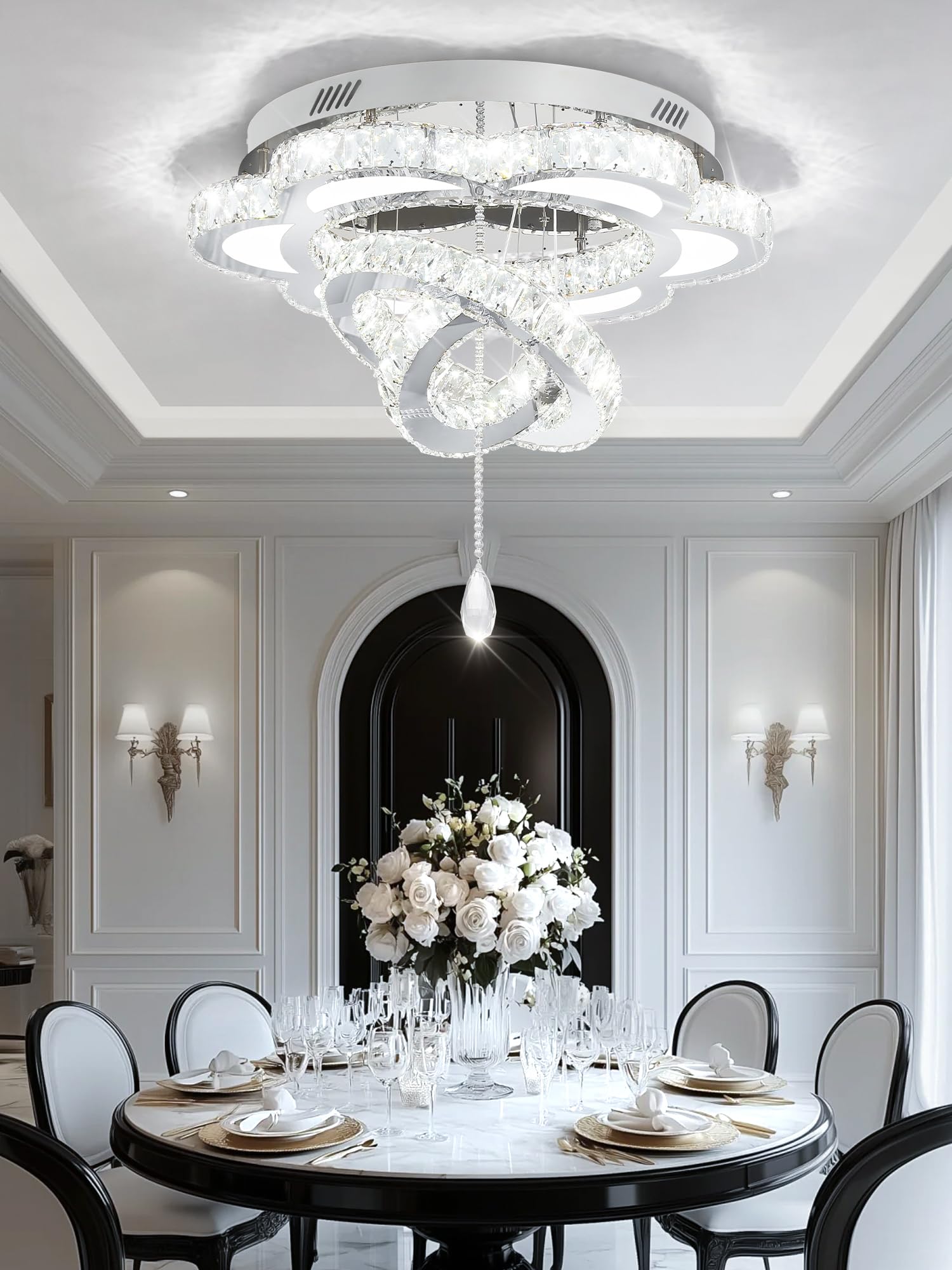 Amazon.com: ykolupty W24 Crystal Chandeliers,Round Chandelier for