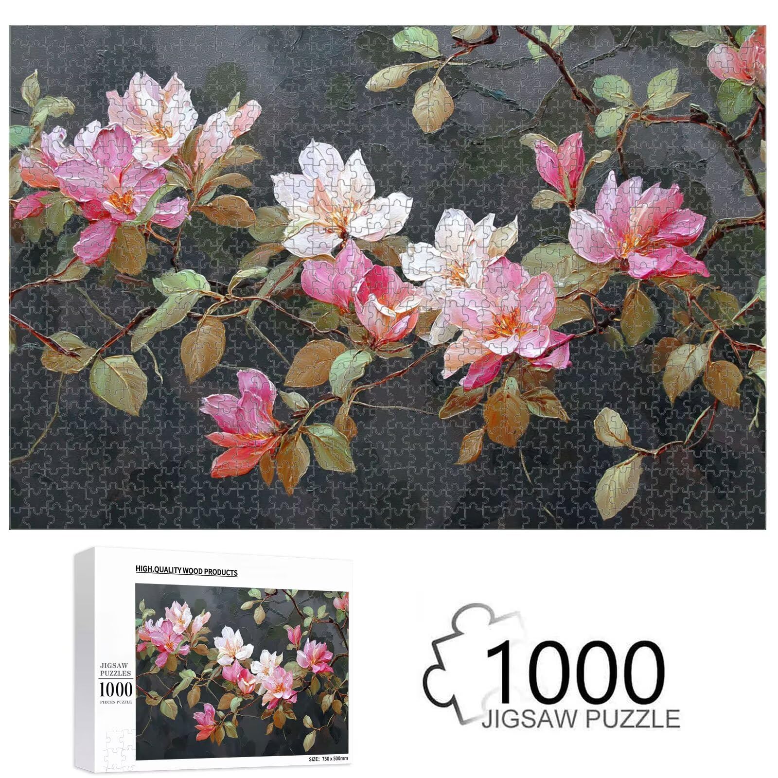 Puzzle 1000 Pezzi - Fiore & Rosa - Puzzle in Legno Durevole 1T#615