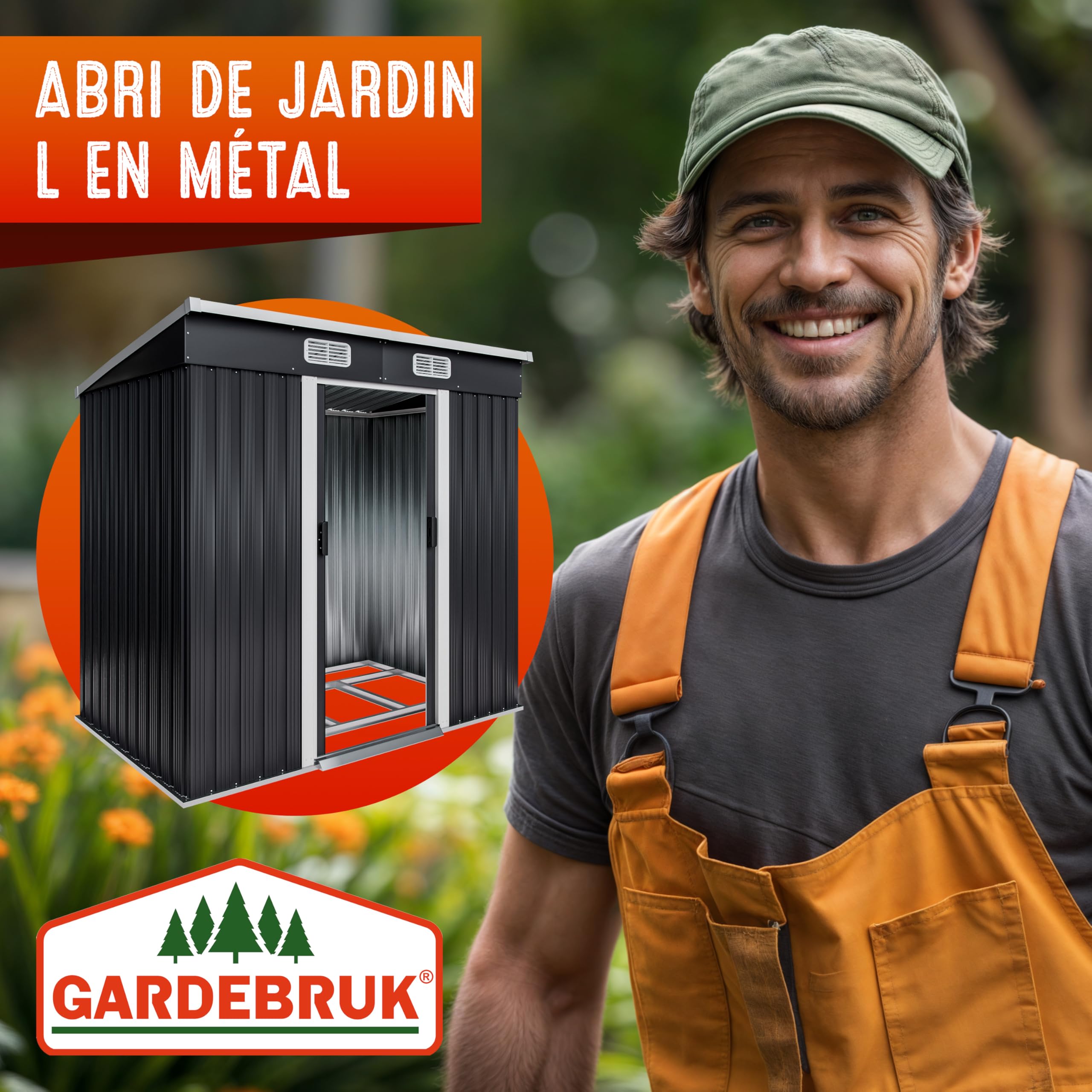 GARDEBRUK® Abri de Jardin métal L 2m² Fondation 200x125x185cm Porte coulissante Anthracite cabane de Jardin cabanon Rangement Outils 3,4m³