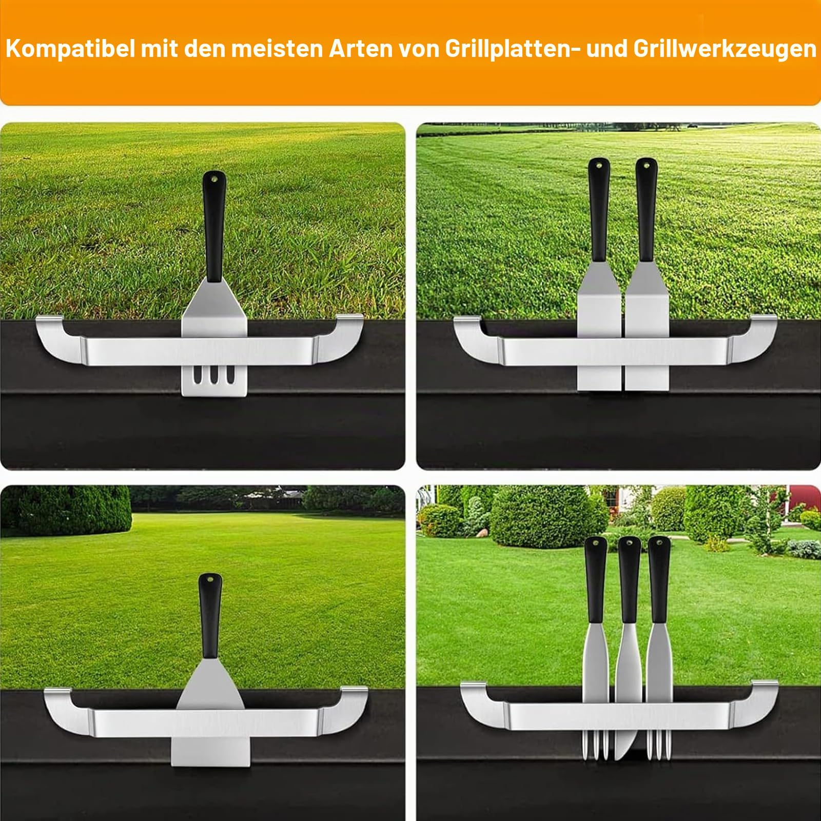 Spatelhalter für Grillplatten, magnetisches Design, Edelstahl-Grill-Werkzeughalter, Grillplatten-Zubehör für BlackStone Flat-Top-Grillplatten und andere Grillplatten, 25,4 cm, 2 Stück