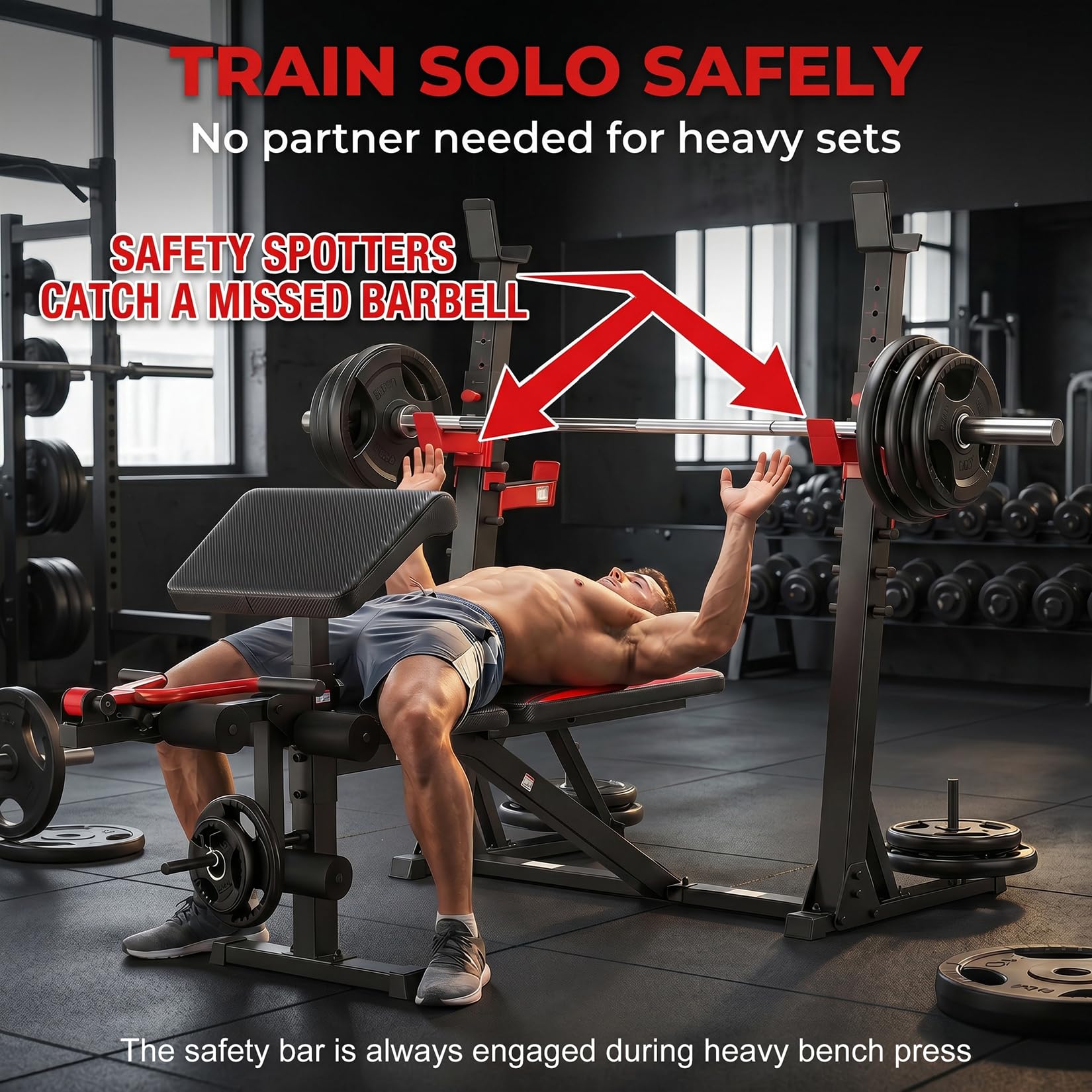 OPPSDECOR 3.0 Pro Weight Bench Set for Home Gym, ASTM-Certified 900 LBS Bench Press Set with Leg Extension, Preacher Curl Pad, Barbell Rack, J-Hooks and Safety Bar Catches for Full Body Workout