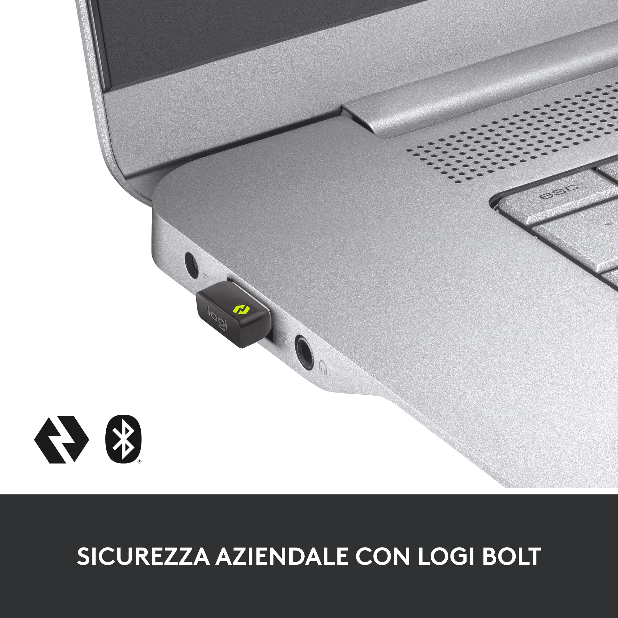 Logitech MX Master 3S for Business, Mouse Wireless con Clic Silenzioso, 8K DPI, Ricevitore USB Logi Bolt Protetto, Bluetooth, USB-C, MagSpeed, Windows/Mac/Chrome/Linux - Grigio