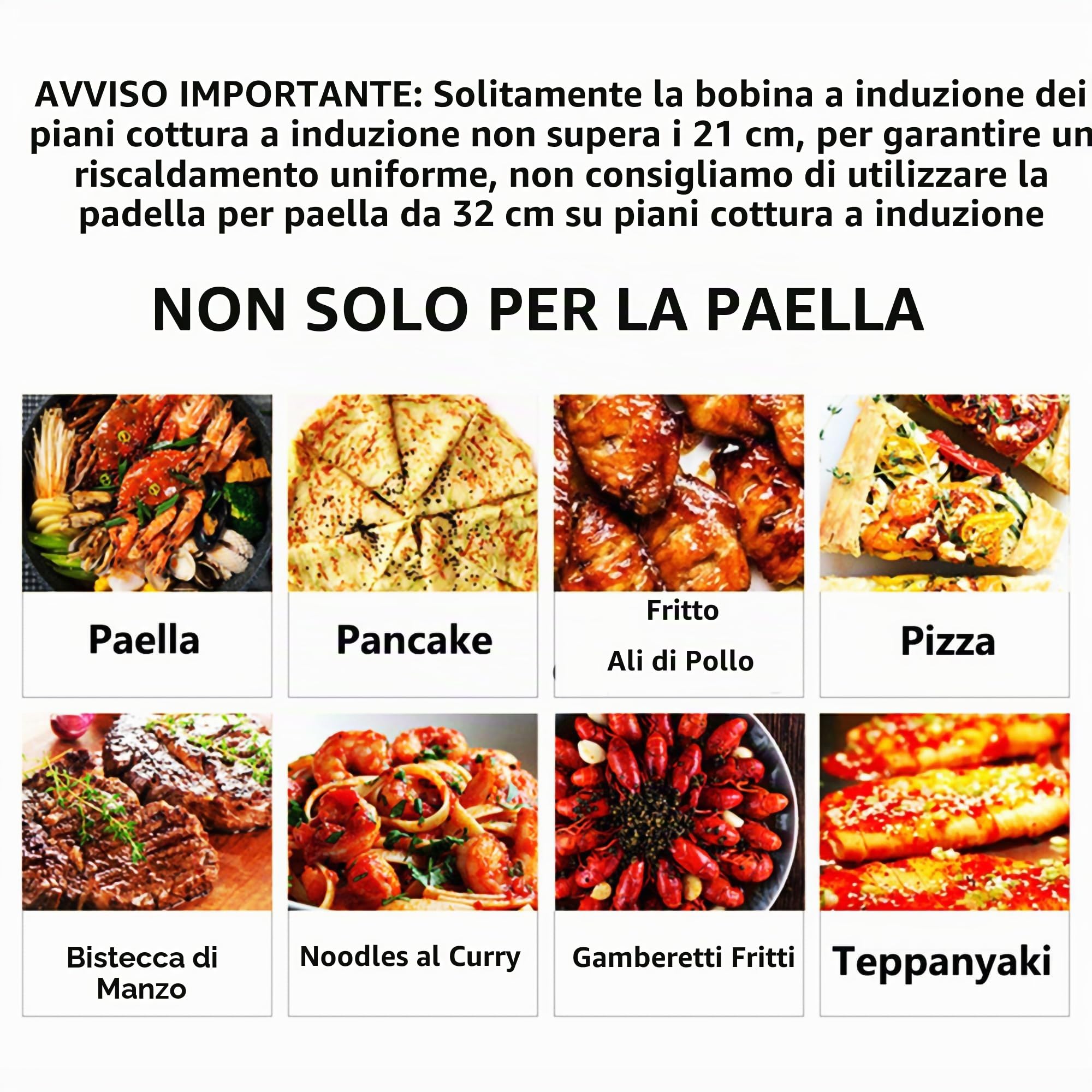 Padella per paella in acciaio inox con manici rossi