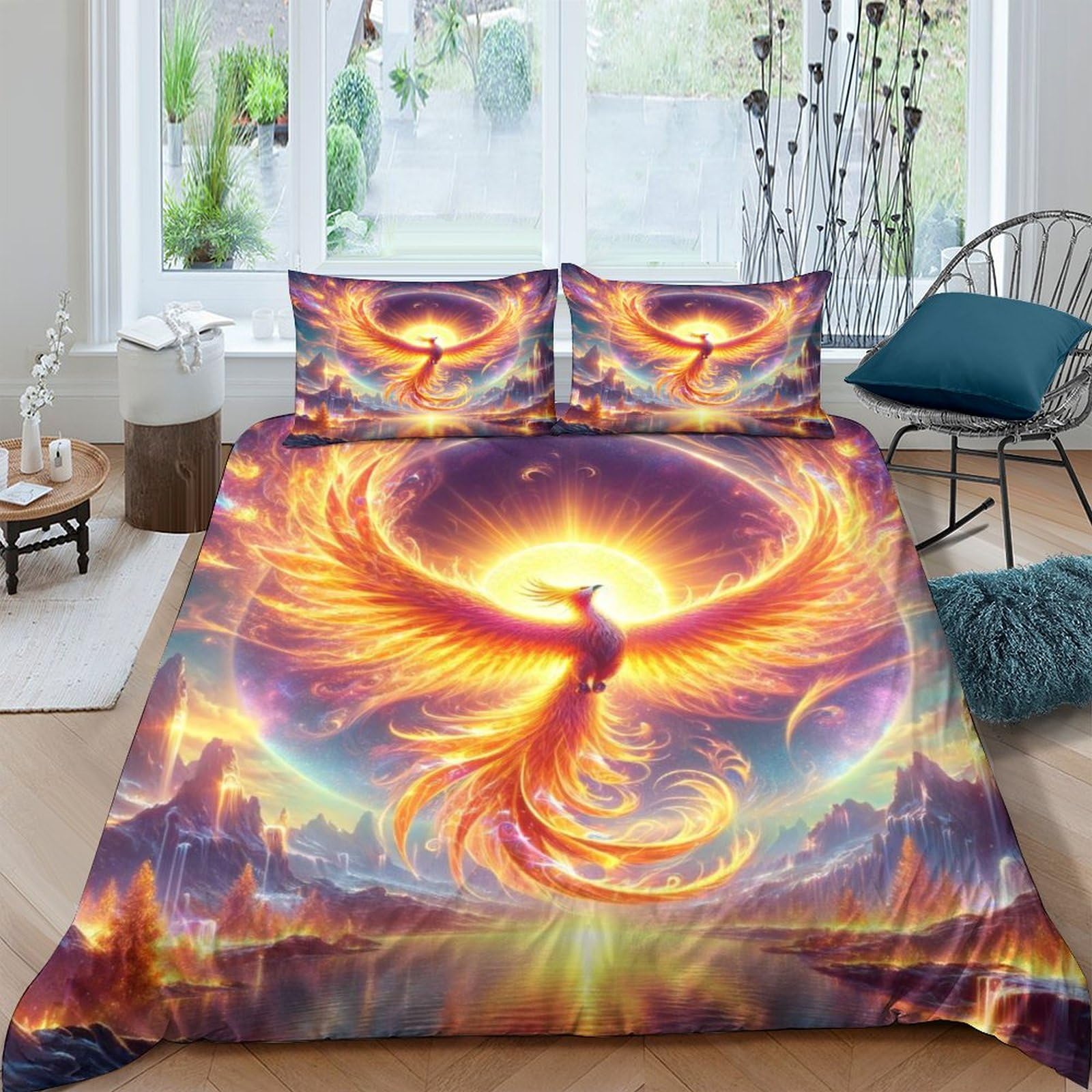 Housse de couette Phoenix respirante et hypoallergénique en microfibre King 3D