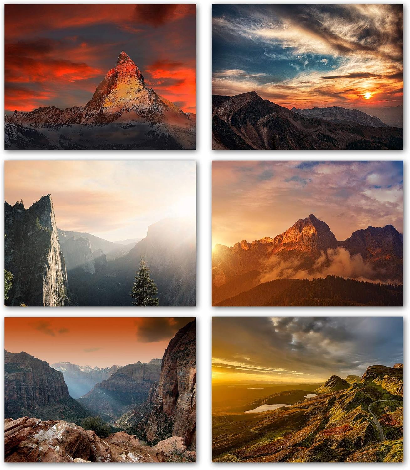 Mountain Sunsets Note Cards 24 Count-Blank Inside-5.5x4.25 (A2 Size)-Nature Stationery-Perfect for Any Occasion-Thank You, Birthday, Thinking Of You, and More