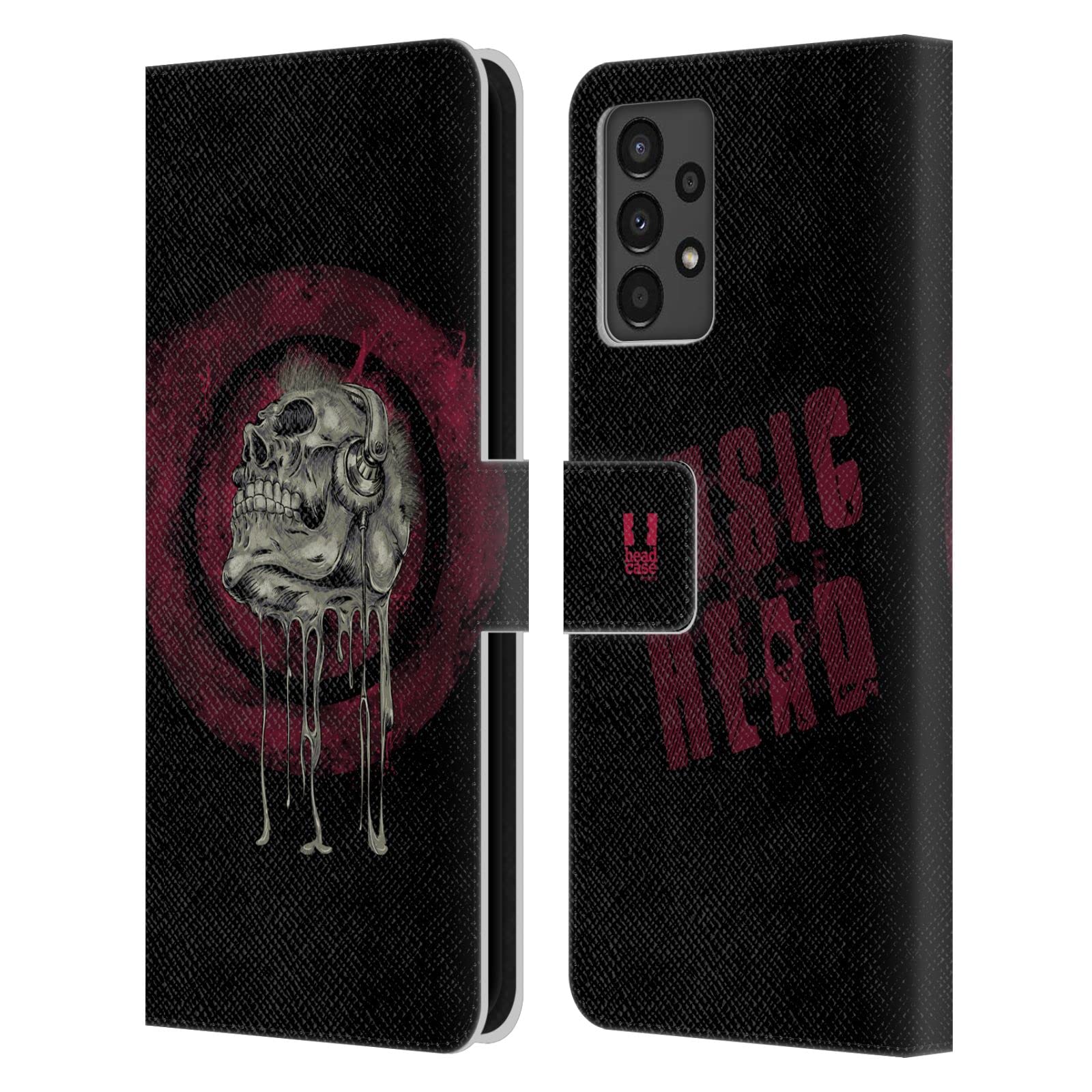 Funda libro Samsung Galaxy A13 con tarjetero calavera rock 7