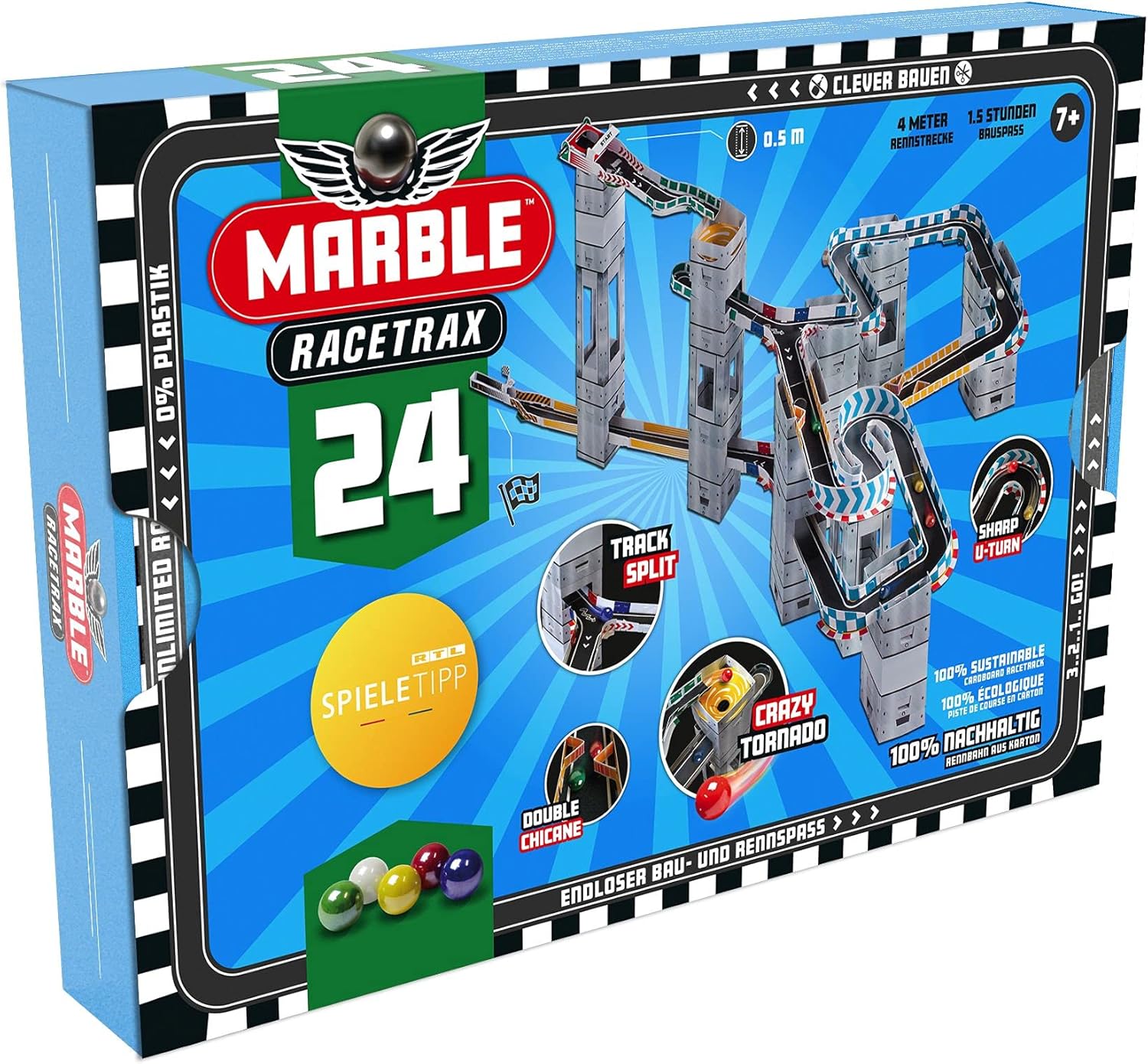 Marble Racetrax 869003 Marble Race Track Starter Set 24 Pieces Marble