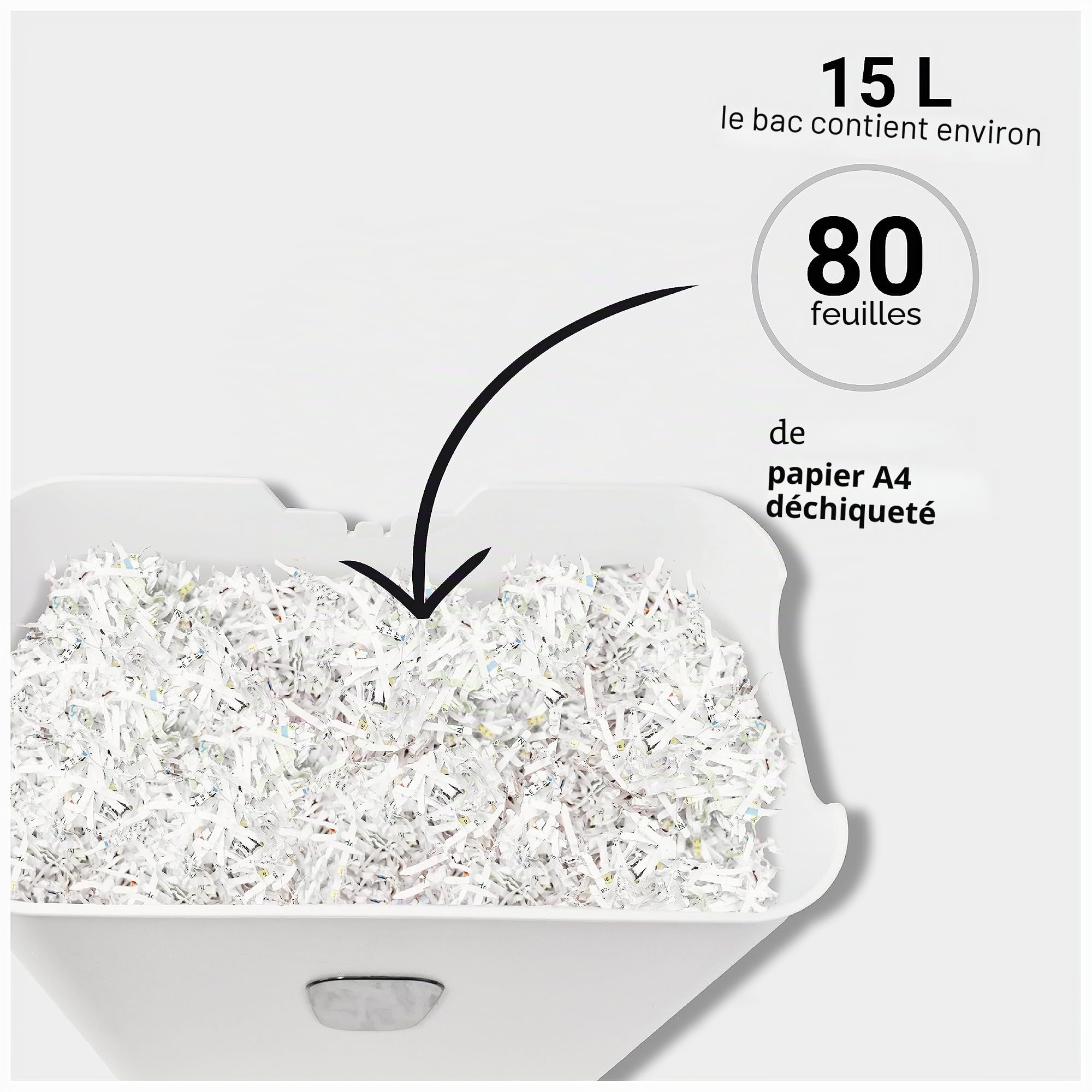 DESQ® Destructeur de Documents 8 Feuilles – Coupe Particules 4 x 38 mm, Niveau de sécurité P4, 15 Liter, Fonctionnement Silencieux, 5 Min. Non Stop, pour Petit Bureau ou à Domicile, Dutch Design