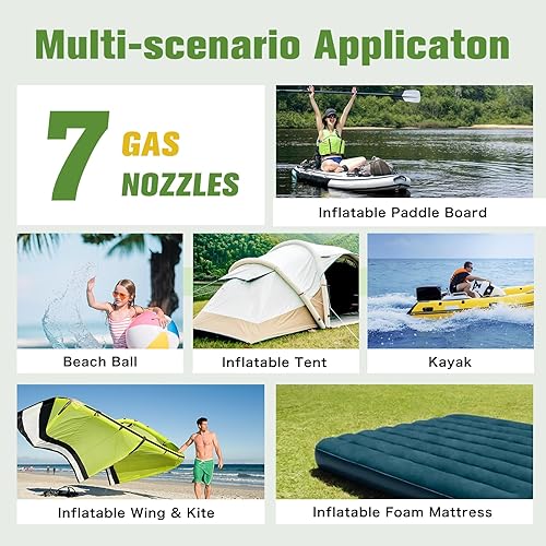 Miniatura 6 de Bomba de aire inteligente SUP de alta presión de 20 PSI, alimentada por batería recargable, inflado y desinflado inteligente de doble etapa, apagado