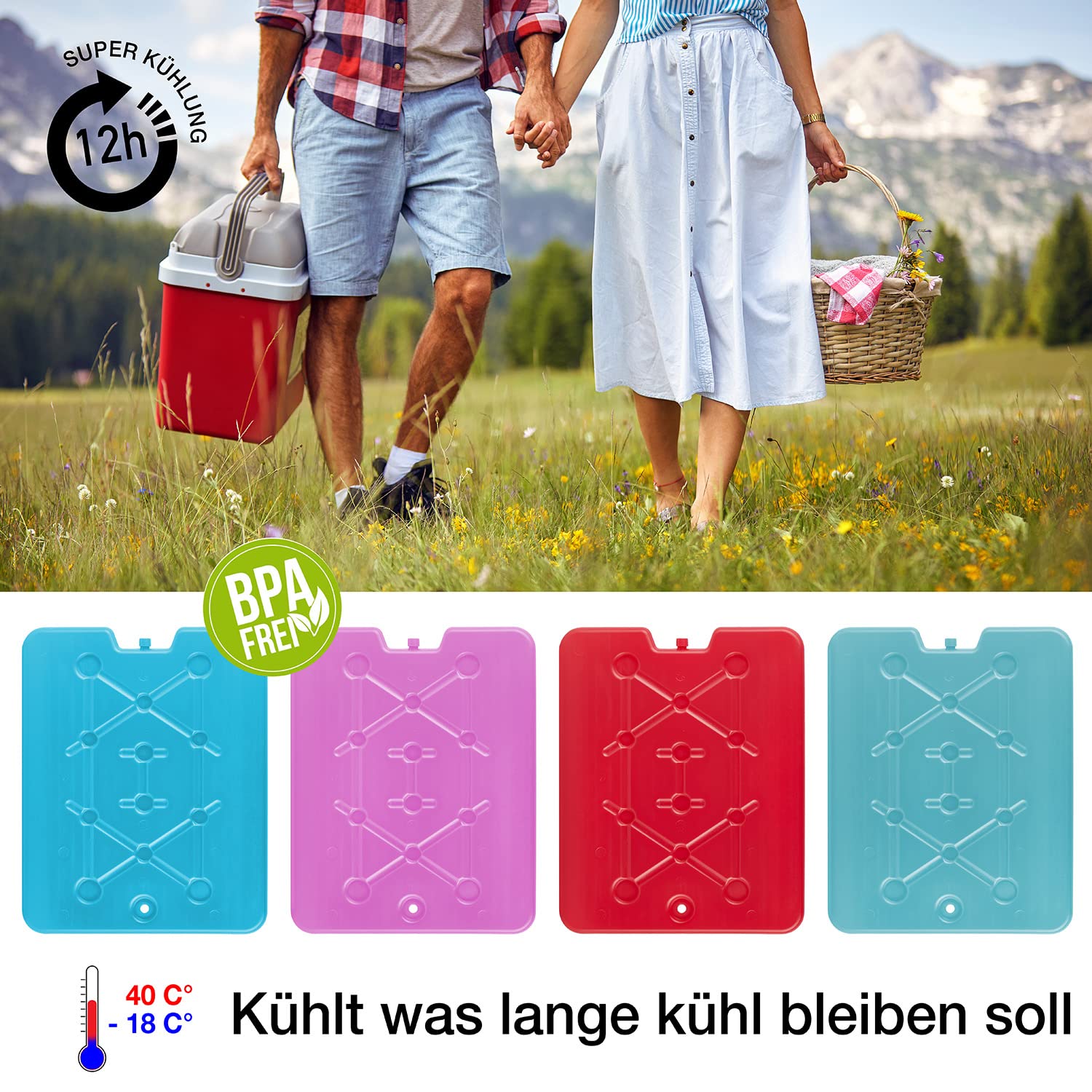 BigDean 4er / 8er Set XXL Kühlakkus je 750ml groß - perfekt für Kühltasche & Kühlbox - 32 x 25,5 x 1,5 cm - Freezeboards Kühlelemente Kühlpacks - Extra flach & dünn
