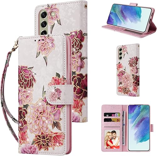 UEEBAI Funda tipo cartera para Samsung Galaxy S23 5G, piel sintética, función atril, bloqueo RFID, con ranuras para tarjetas, correa de muñeca,