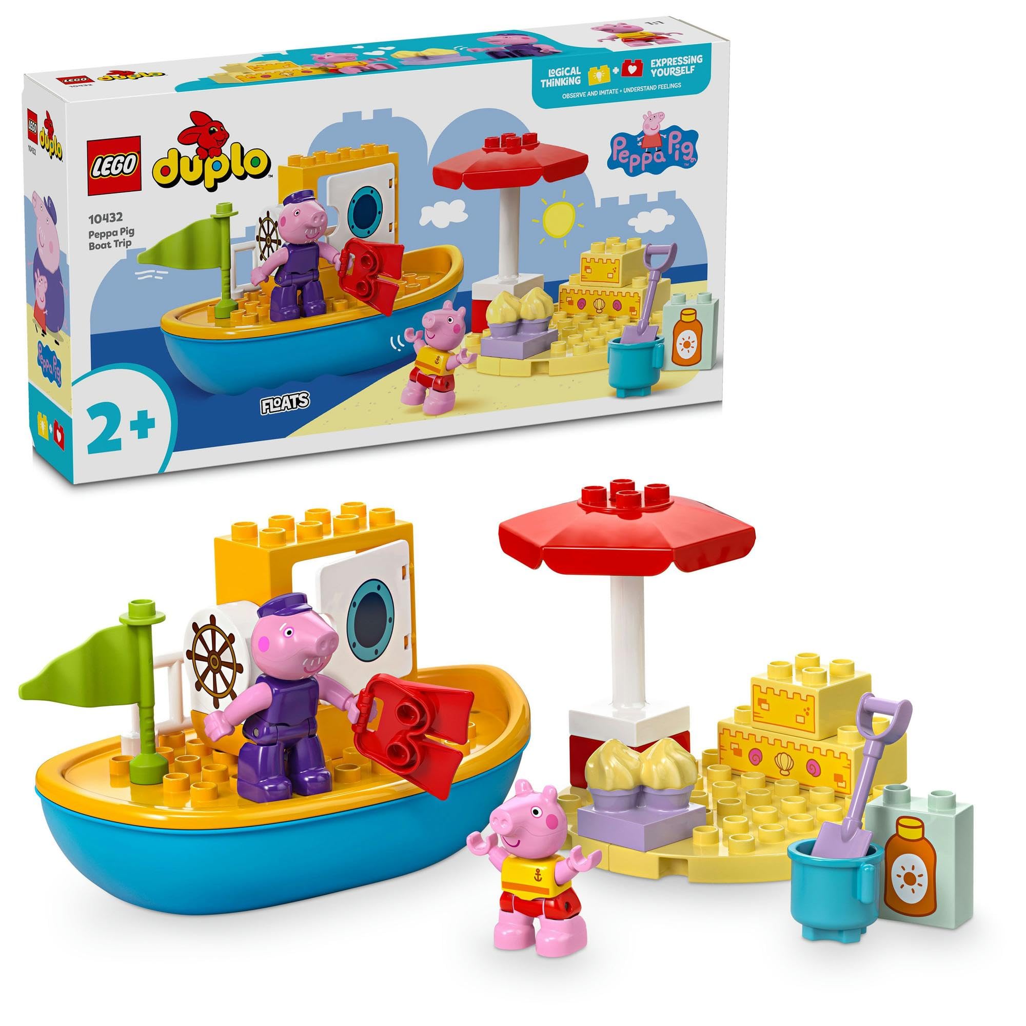 Lego 10432 Duplo Peppa Pig Tank on a Boat Toy Present Birthday Blocks Educational Christmas Boys Girls Children 1 1/2 Years Old 2 4 Years Old Toddlers Pretend Play