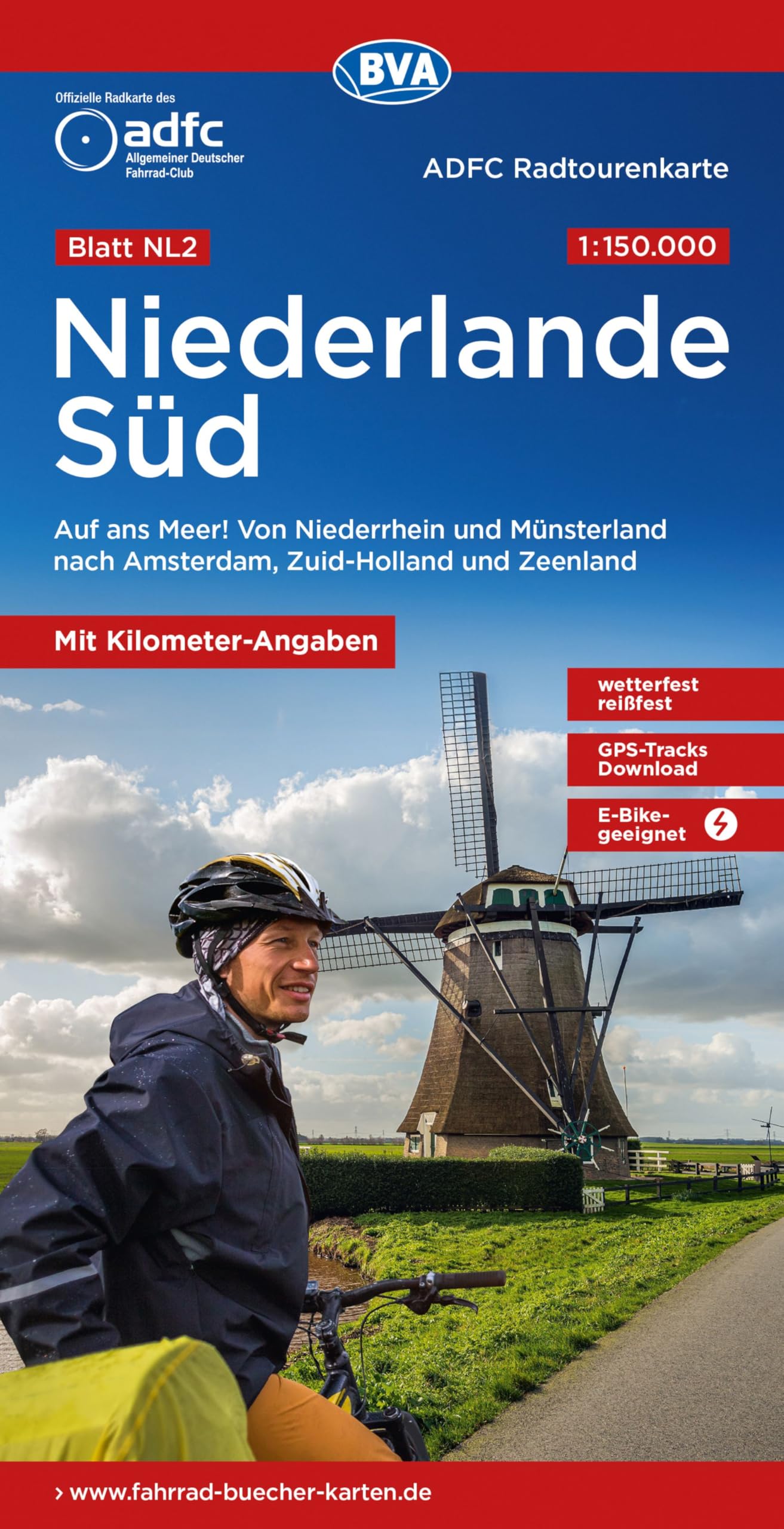 BVA ADFC Radtourenkarte Niederlande Süd, mit Knotenpunkten 1:150.000: reiß- und wetterfest, E-Bike geeignet, GPS-Tracks Download, mit Bett+Bike ... nach Amsterdam, Zuid-Holland und Zeeland