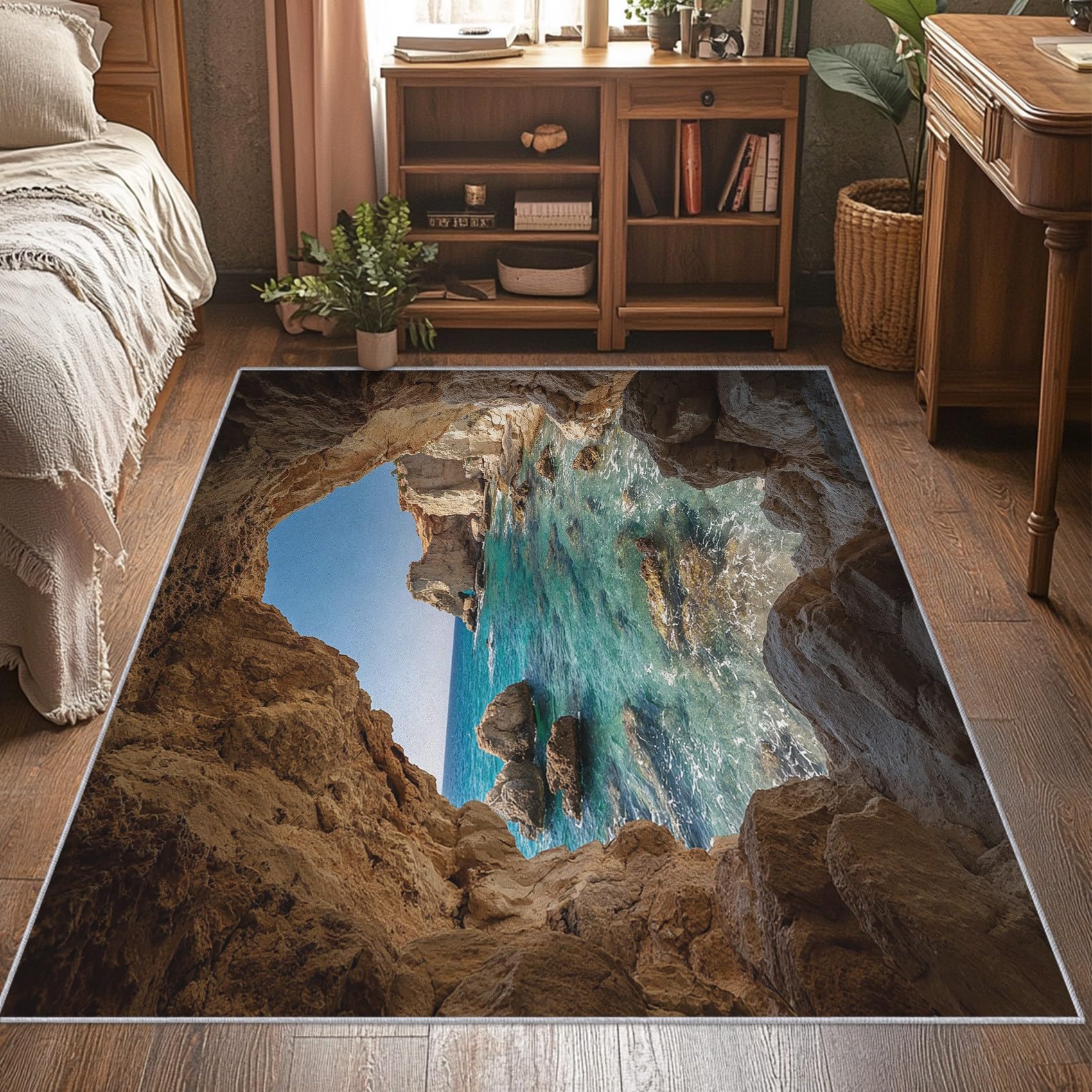Générique Tapis Paysage Naturel 60x90, Lavable Poils Ras