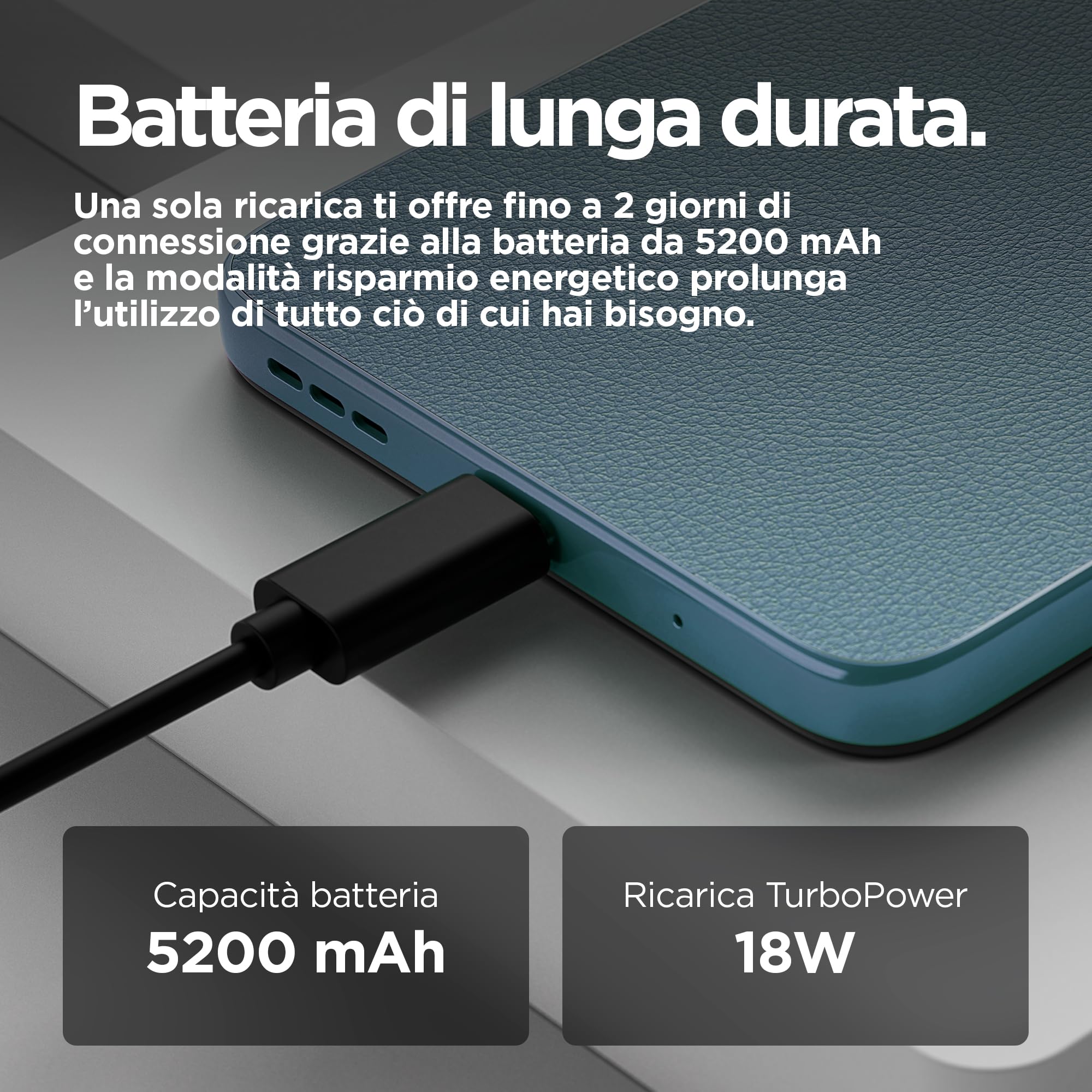Motorola moto e15 (2/64GB, Fotocamera da 32MP + sensore antisfarfallio, Display 6.67" HD+ 90Hz Corning® Gorilla® Glass 3, 5200mAh, MediaTek Helio G81 Extreme, Android 14 Go Edition), Misty Blue