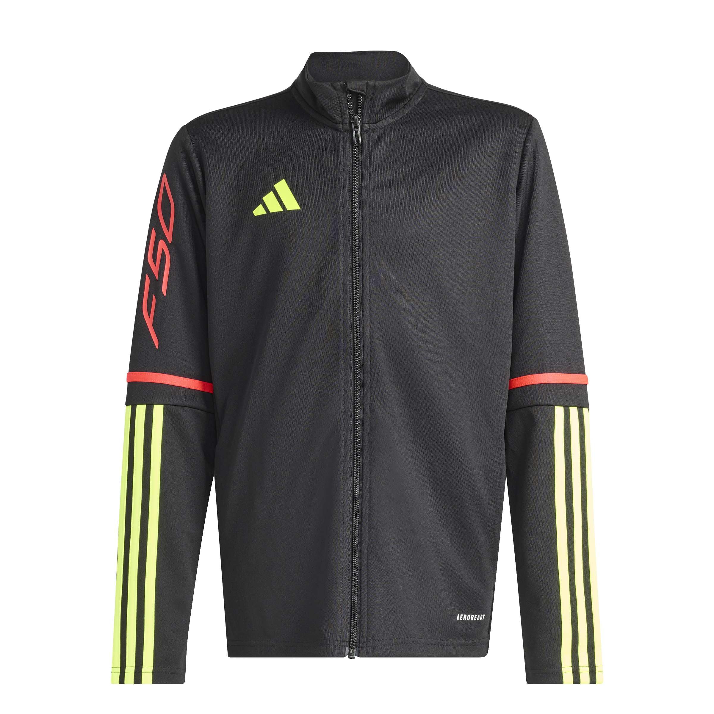 adidas Unisex Kids F50 TRAINING JACKET KIDS, black/team solar yellow 2/lucid red, 15-16 Years