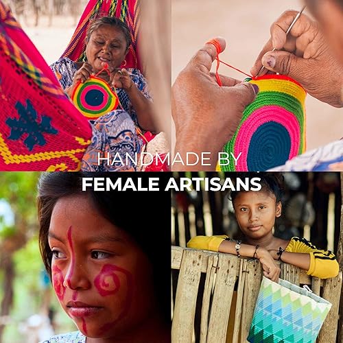 Miniatura 5 de Classic Authentic WAYUU Bag, Mochila from Colombia, Medium Crochet Crossbody, Handmade Medium Purse, Bucket Bag, Colombian Craft (Moda)