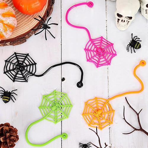 Miniatura 7 de 24 piezas de telaraña adhesiva para niños, 7.6 pulgadas de telaraña, juguetes de mano pegajosos de telaraña, recuerdos de fiesta de araña de