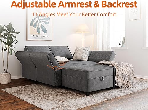 Miniatura 5 de IDEALHOUSE Sofá modular convertible, sofá en forma de U con almacenamiento y otomanas, sofá modular modular de 6 asientos con diván para sala de