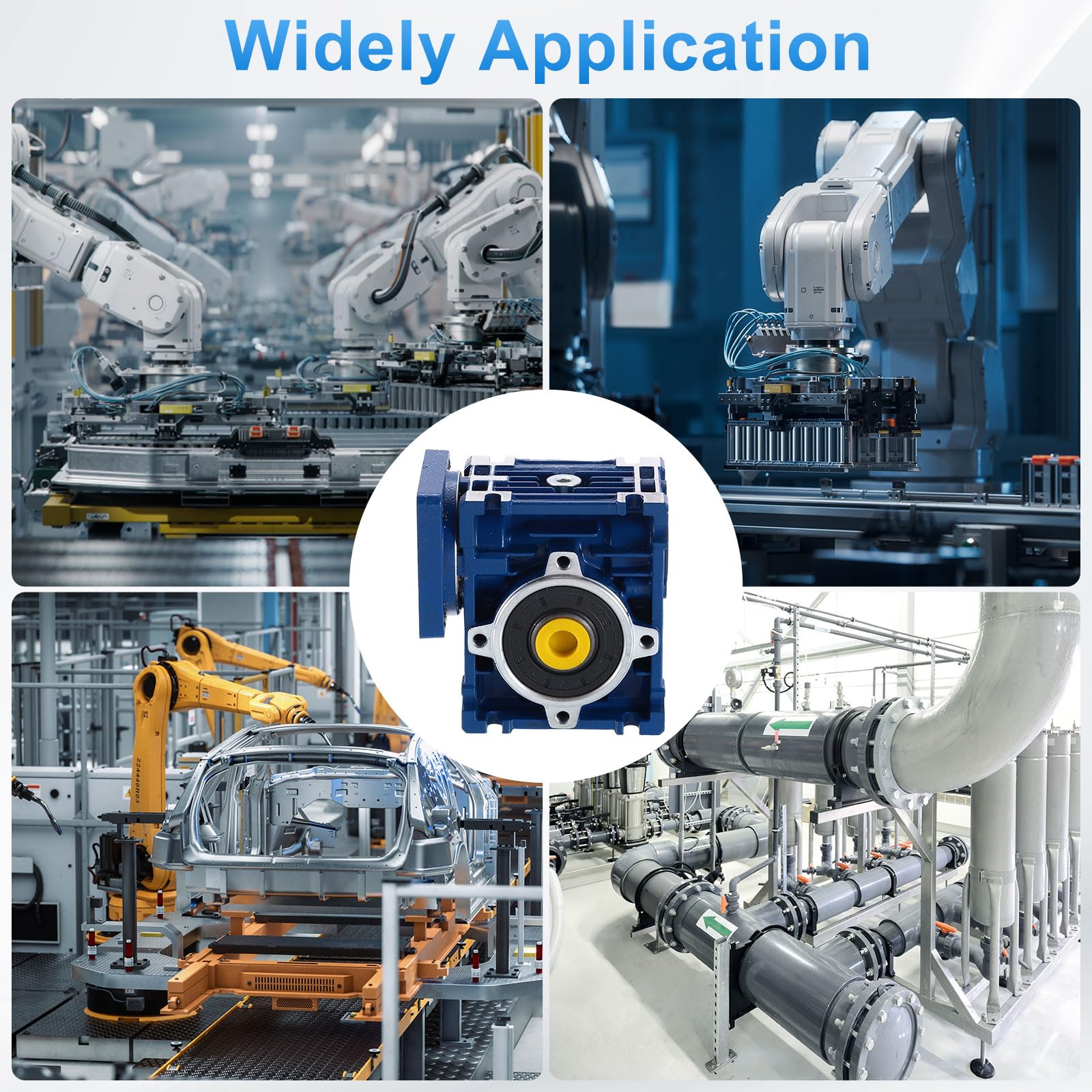 QUARKZMAN NMRV030 Schneckengetriebe Übersetzungsverhältnis 50:1 14mm Ausgangswelle Hochdrehmoment Schneckengetriebe Drehzahlreduzierer Für Nema24 Schrittmotor/Nema23 Servomotor Blau