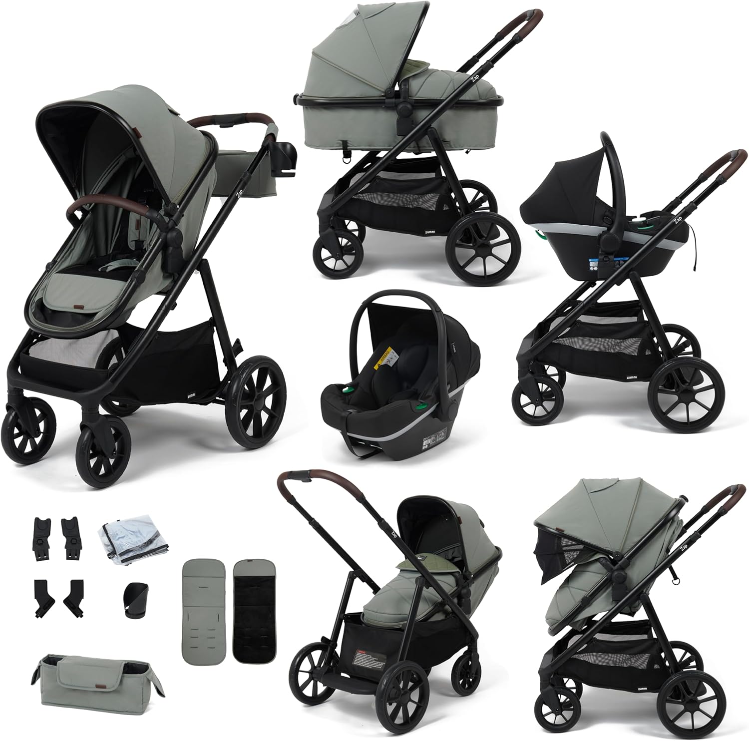 Babylo Zap Travel System with iSize infant carrier, rideon board