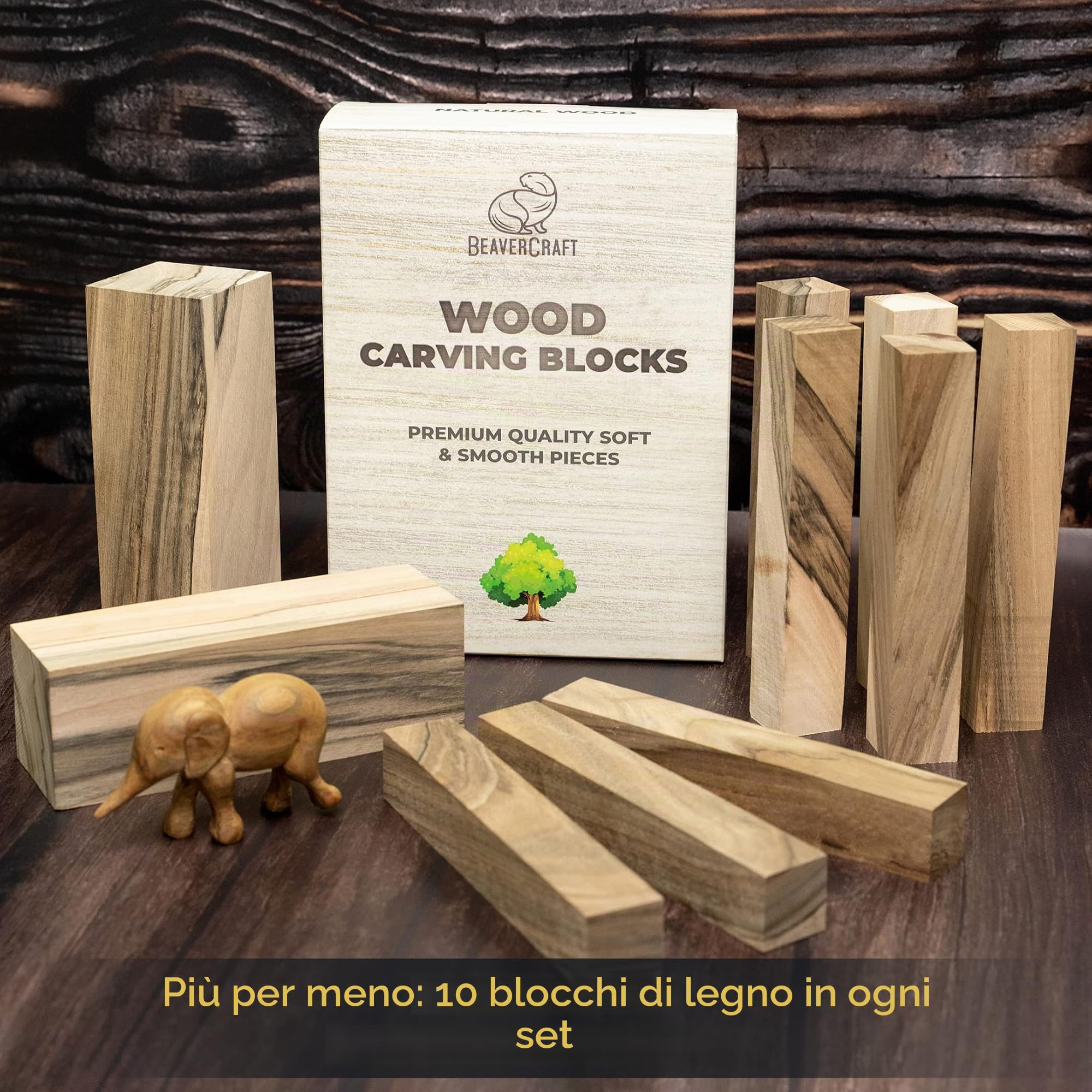 BeaverCraft Blocchi per intaglio in legno di noce BW10 Legno per intagliare Blocchi di legno per artigianato Cubi vuoti