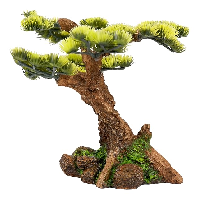 Foto 4 de 4 de CLASSIC Adorno para Acuario con diseño de árbol bonsái floreciente, Aspecto Natural