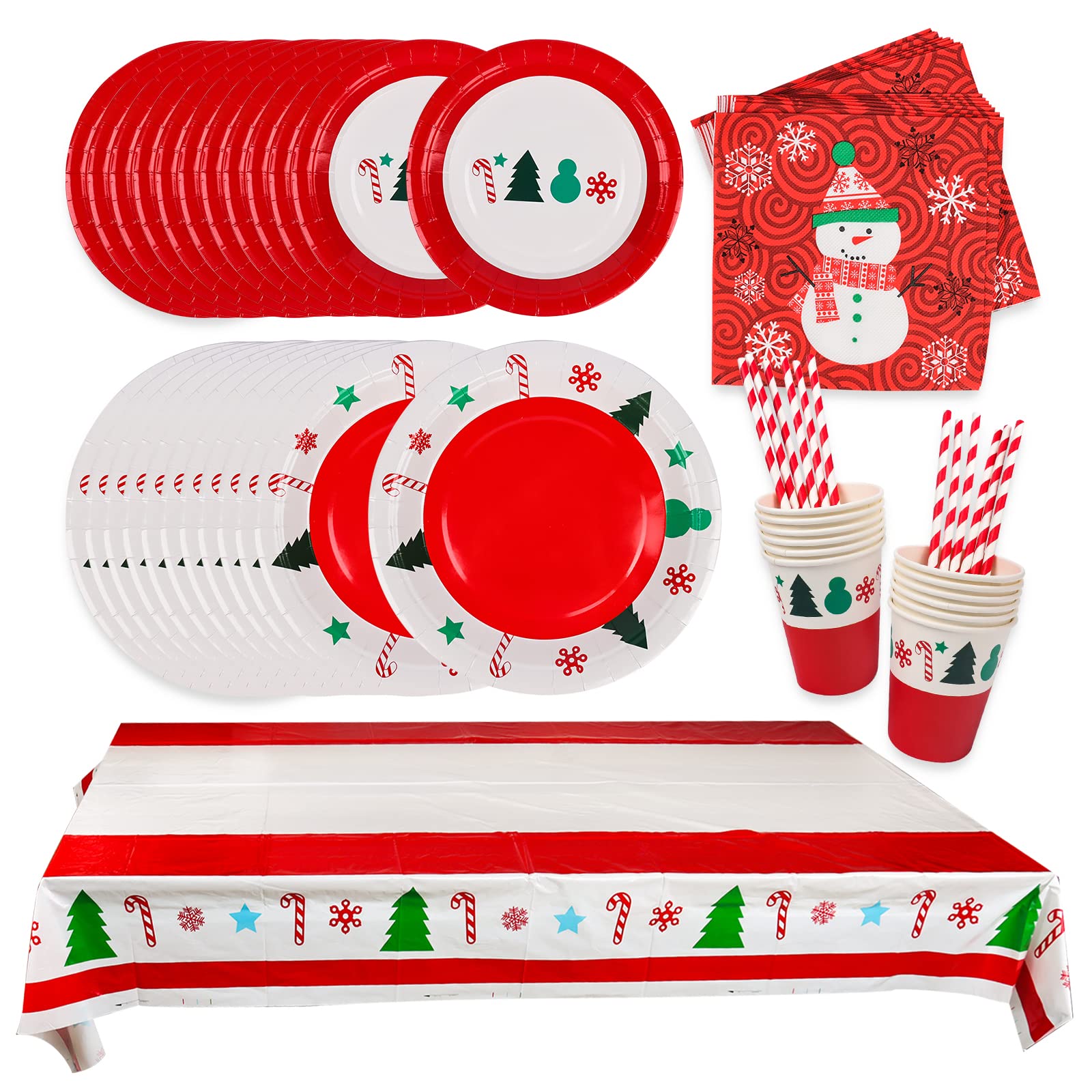 Weihnachts Partygeschirr Set – 50 Teile Für 10 Gäste, Inkl. Teller, Becher & Servietten