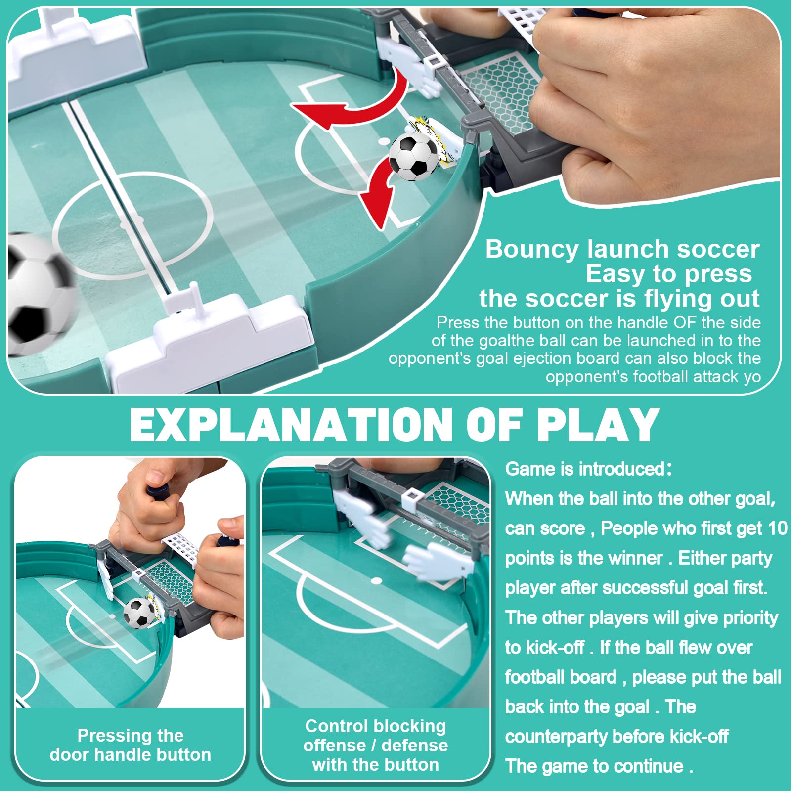 Vibbang Futbolines para Niños, Mini Futbolin Juegos de Futbol con 6 Futbol, Juego de Mesa de Fútbol, Mini Juego de Futbolín de Fiesta, Juegos Familiares, Interactivos para Padres e Hijos