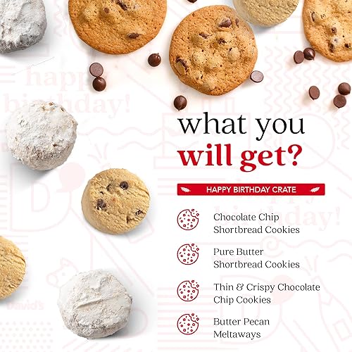 Miniatura 9 de David's Cookies Cesta de regalo de galletas de feliz cumpleaños, galletas surtidas deliciosamente saborizadas en una bonita caja de regalo, galletas