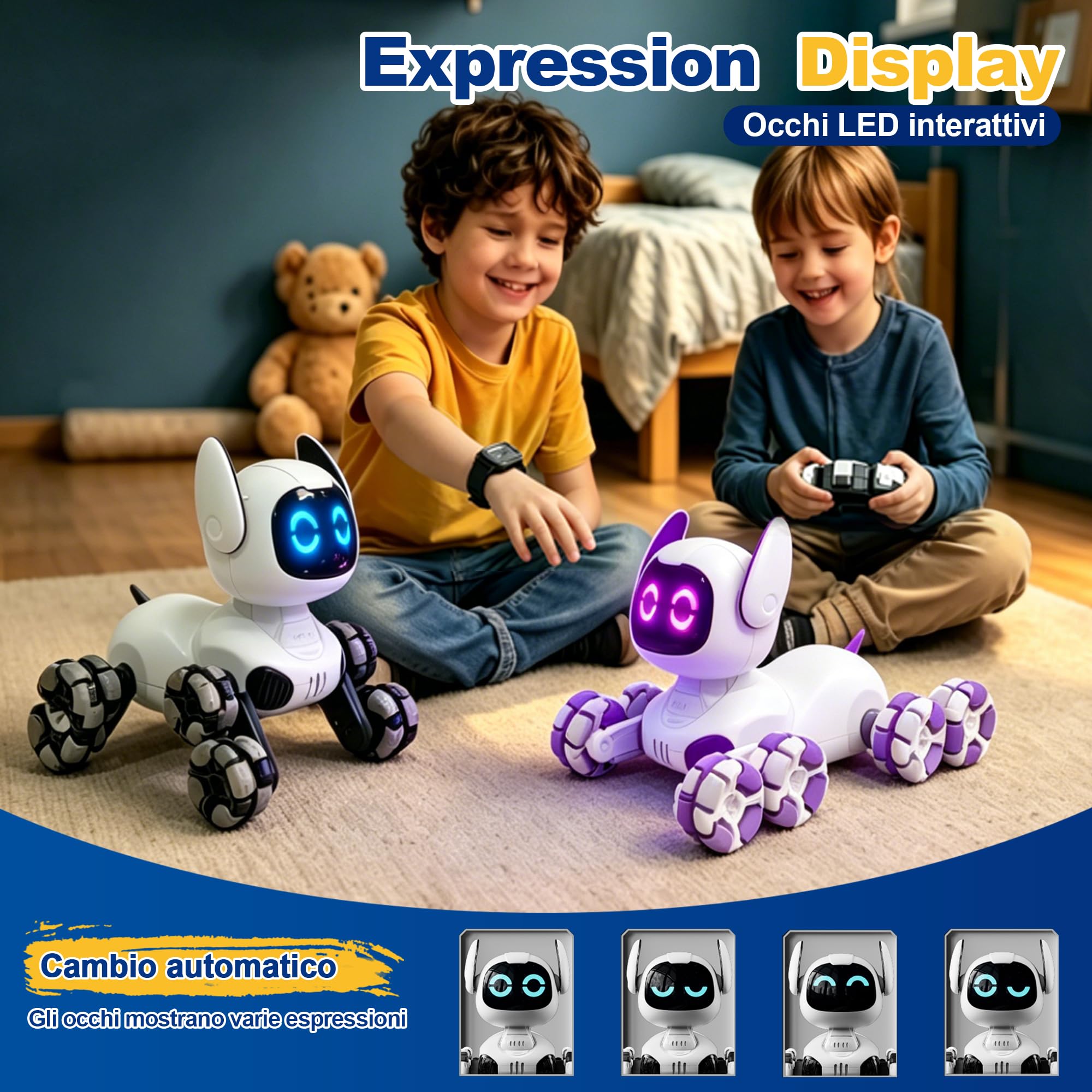 Jiakora Robot Giocattolo, Cane Robot 8WD Macchina Telecomandata per Bambini