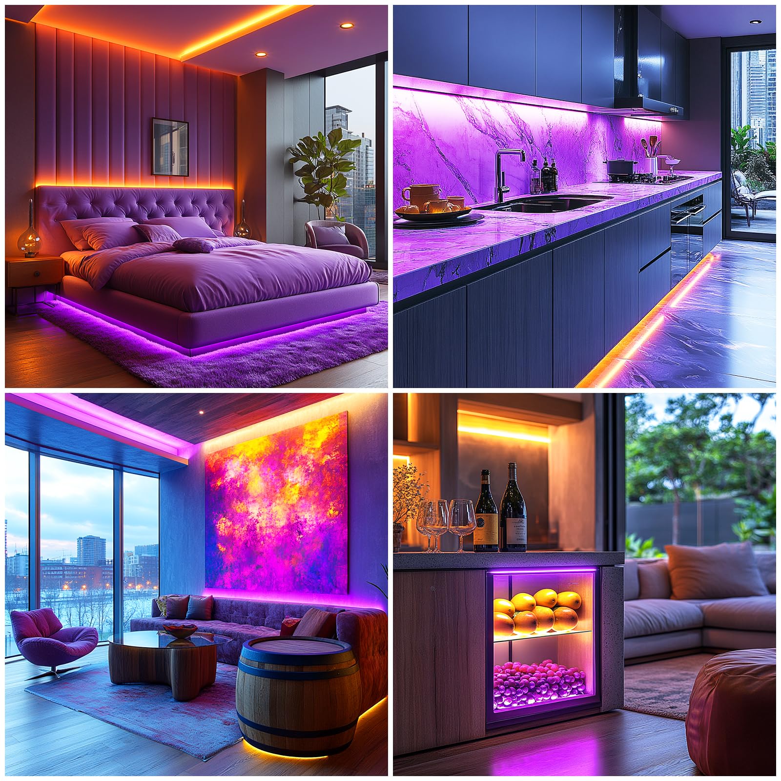 Lila LED Strip Lights 5V USB Nicht Dimmbar, Flexible COB LED Lichtschlauch 320LEDs/m, Super Hell Lila mit USB für Wohnzimmer Beleuchtung Dekoration