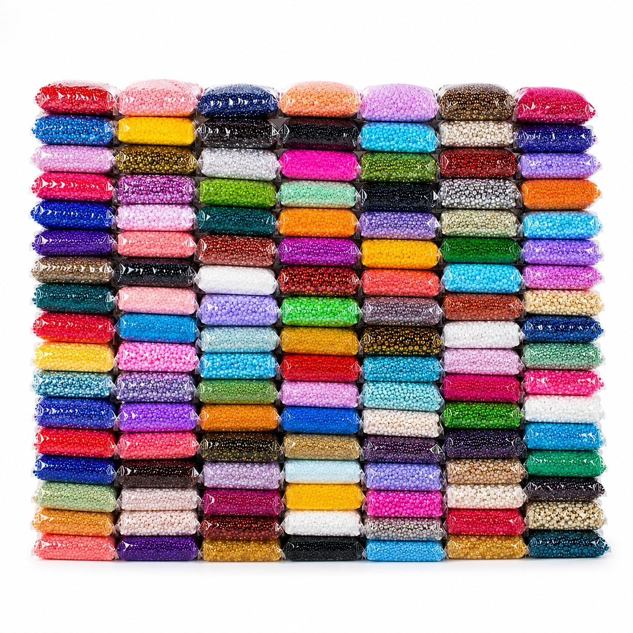 Set di perline per fai da te, ricami e decorazioni, in stile rocaille, in 75 colori, perline da 2 mm, in vetro, 1,5 kg, rotonde, 100.000 pezzi