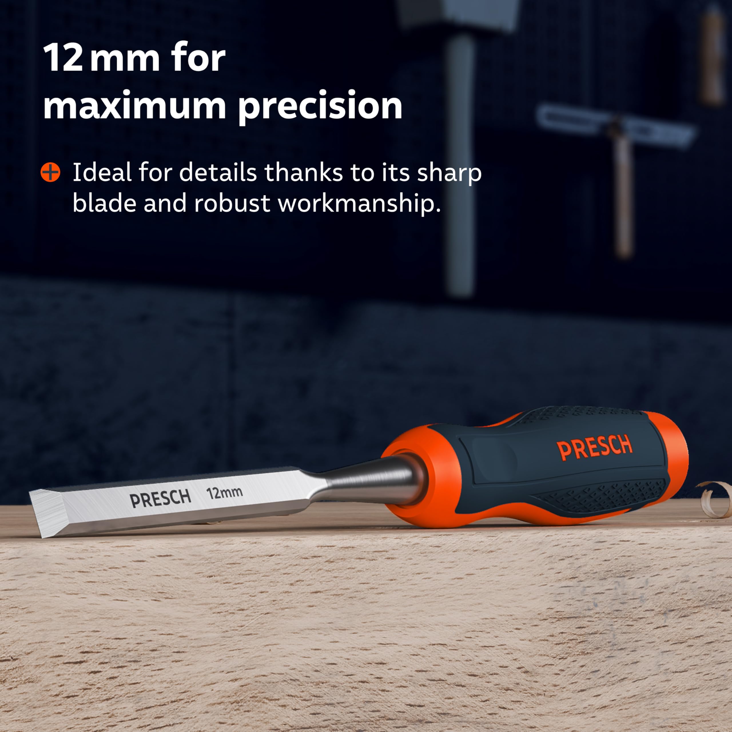 Presch Wood Chisel 12mm, Perfectly Polished for immediate use, for Professionals with 25° Angle - Image 3