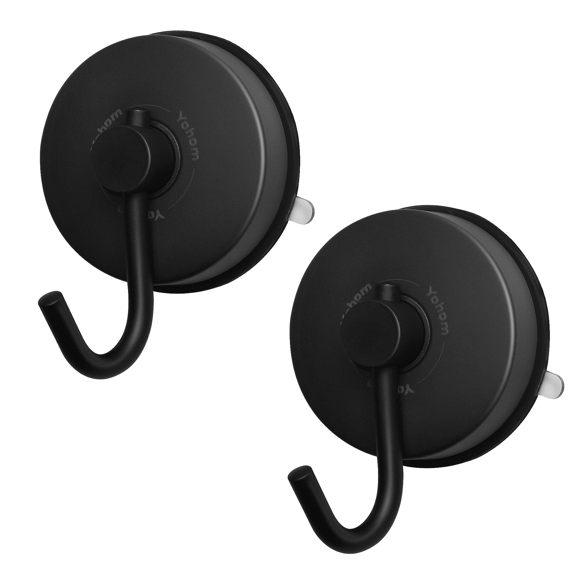 YOHOMVacuum Suction Cup Hook, Bathroom Towel Hook, Bathroom Suction Hook, Stainless Steel Wall Hook, Towel Holder, Extra Strong Clothes Hook, Bathrobe Hook, Shower, Kitchen, No Drilling, Matt Black,
