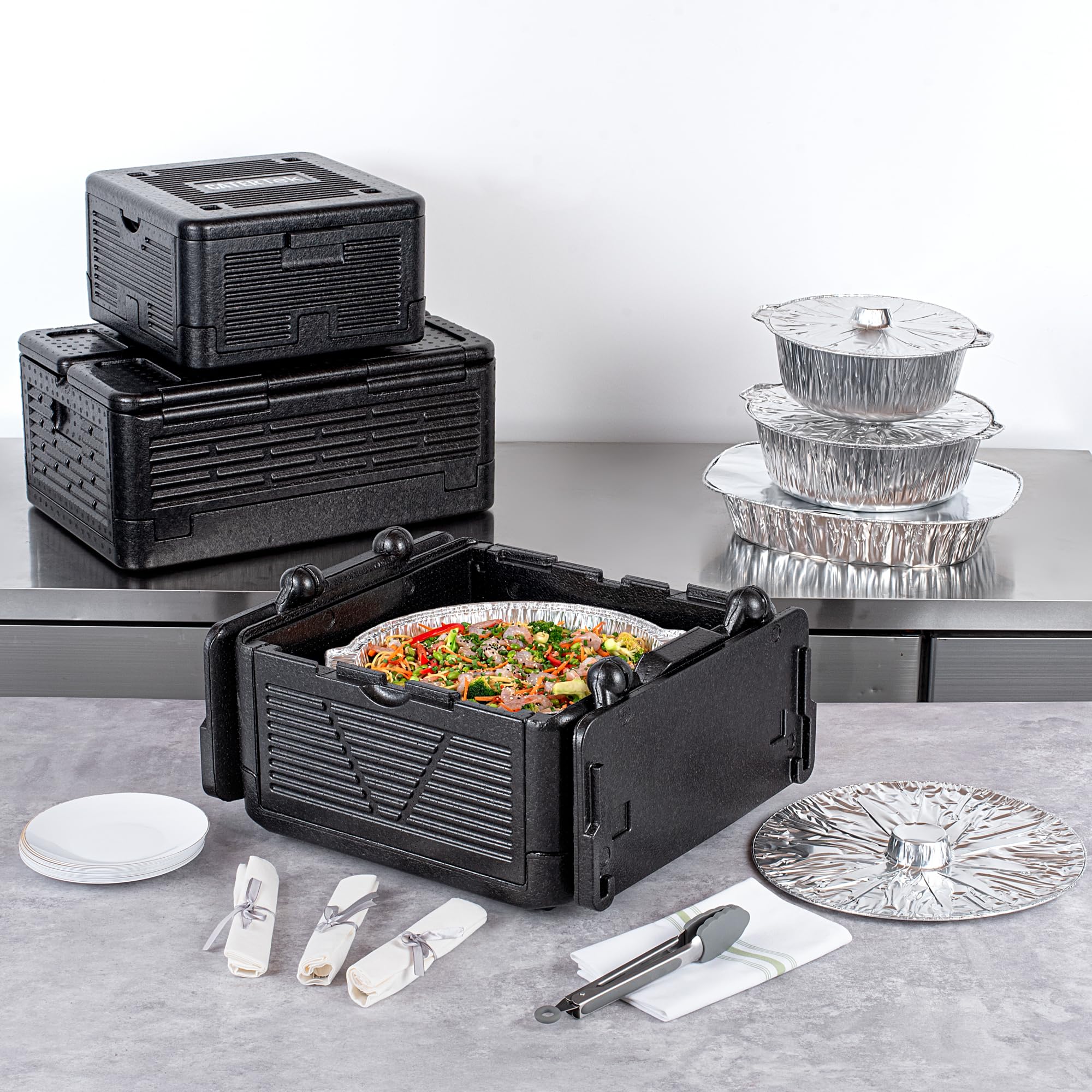 Restaurantware RWP1577B 9063/Transportador de alimentos aislado, plástico, negro