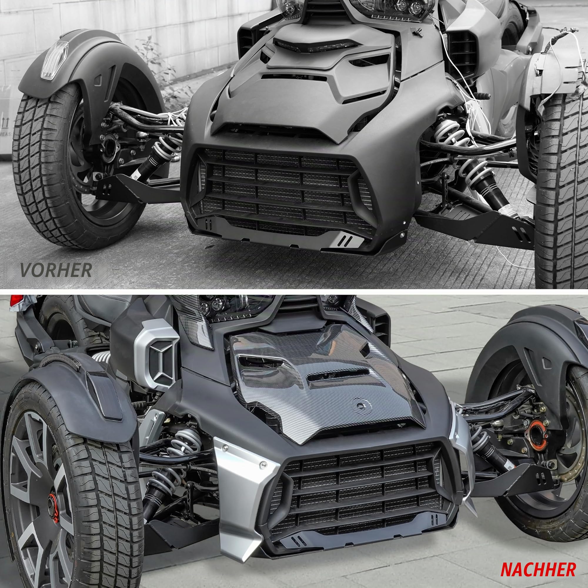 SAUTVS Silberfarbene Frontgrill-Blenden für Can-Am Ryker, unterer Grillschutz für Can Am Ryker 600 900 Sport & Ryker Rally Edition, alle Modelle, Zubehör (ersetzt OEM 219400947)
