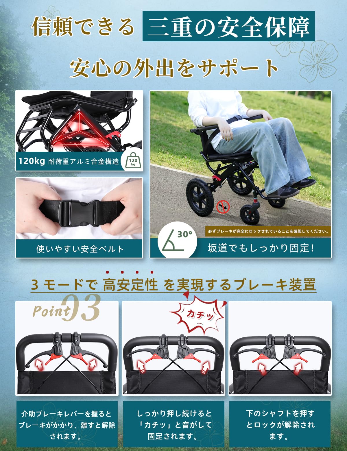 車椅子（折りたたみ出来ます。） Amazon | ビグアレクス（BigAlex）車椅子 折りたたみ 軽量車椅子 介助