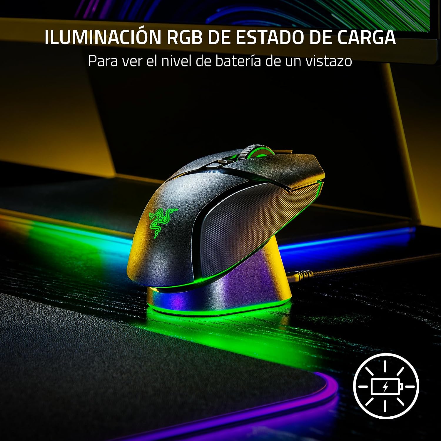 Razer Mouse Dock Pro & Charging Puck – Base de carga inalámbrica magnética & módulo para ratones compatibles, Hyperspeed 8K, iluminación 8 RGB Chroma) Negro 6