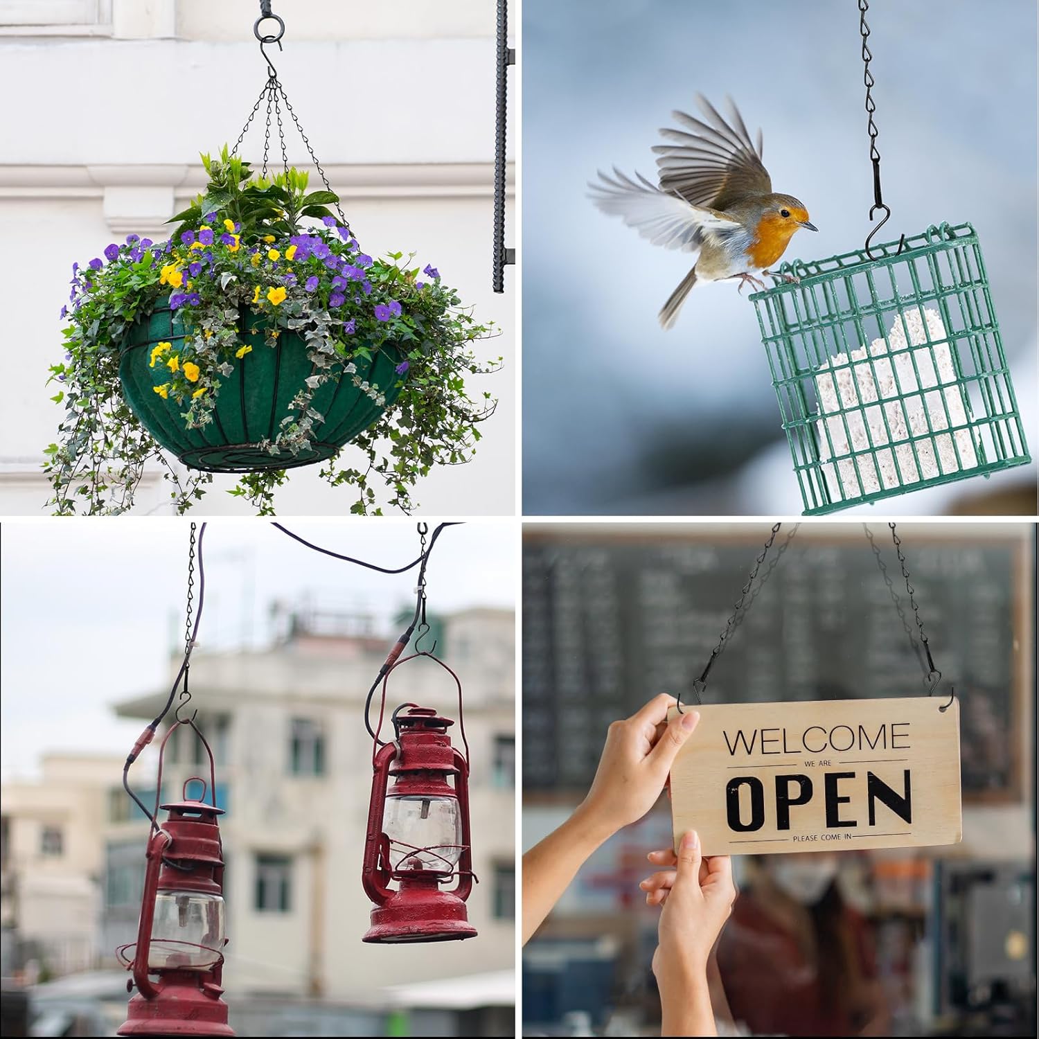 RIFNY 20 Inch Chain for Hanging Plants, Black Small Plant Chains for Hanging Baskets Kits with Hooks for Bird Feeders Planters Billboards Lanterns Wind Chimes Ornaments Outdoor Indoor Use (5 PCS) - Image 7