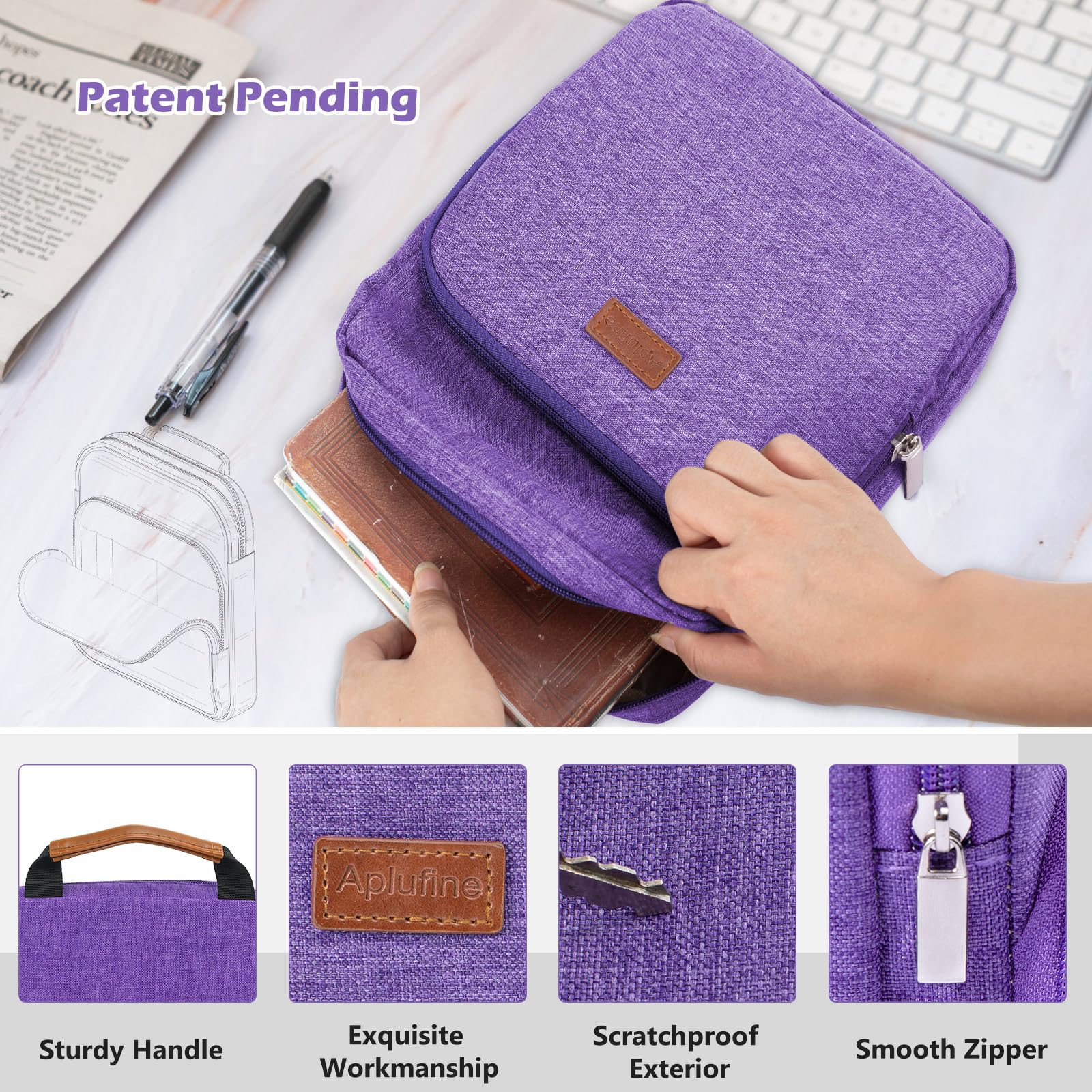 Amazon.com: Aplufine Book Sleeve with Zipper, Book Pouch 11