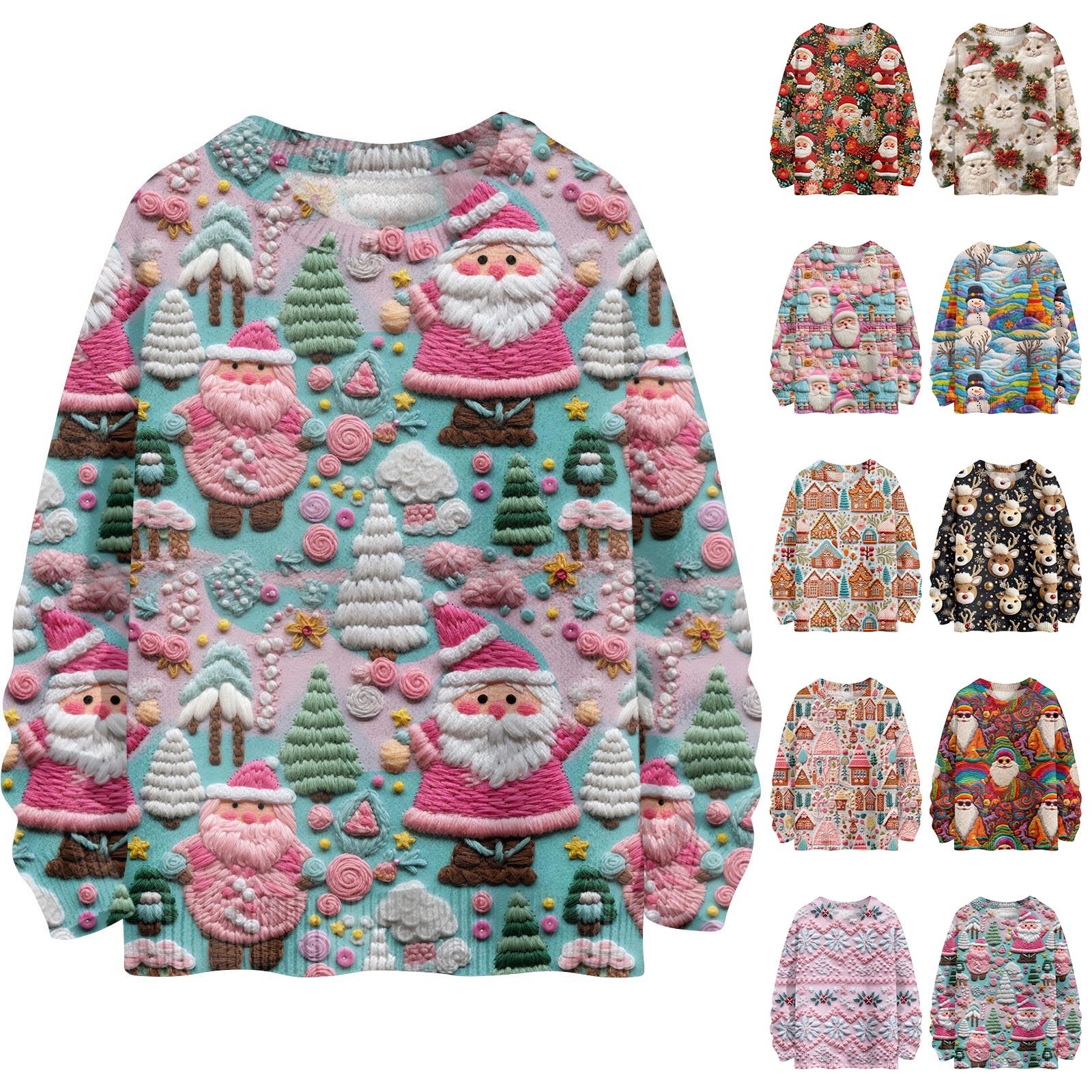 Ugly Christmas Sweaters for Women 2025 Plus Size Funny Knit Sweater Oversized Crew Neck Sweater Long Sleeve Pullover